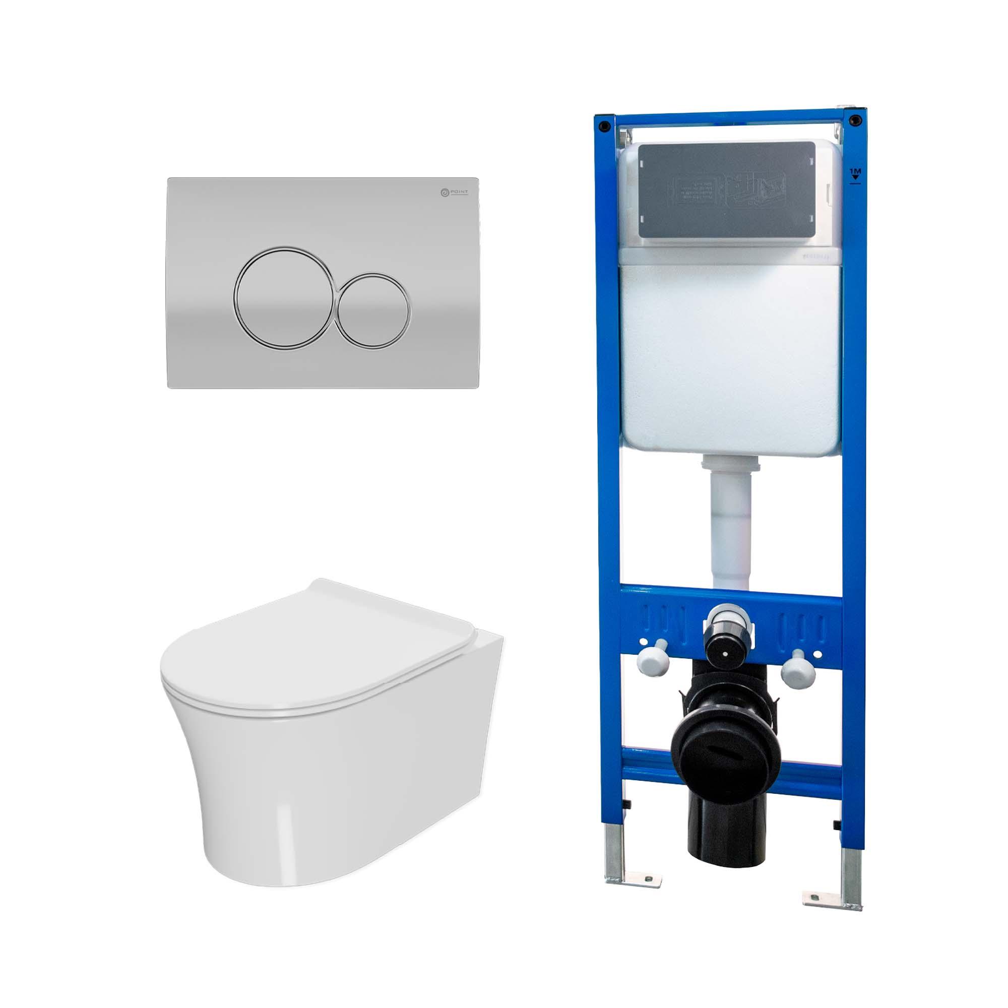 Сет: Инсталляция Point Элемент PN45124 + Клавиша Виктория мат хр/хр PN44061SC + Унитаз Вега PN41711