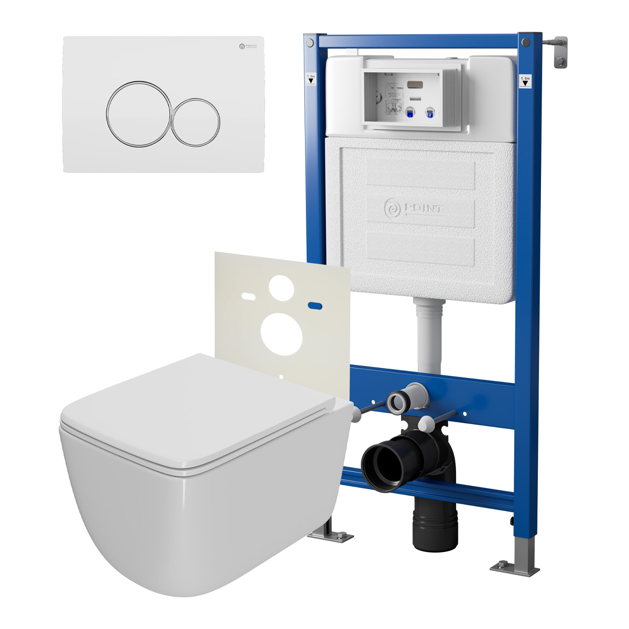 Нов.арт PN48362WC (45122 вместо 45120)+ Клавиша бел/хром PN44061WC + Унитаз Меркурий белый PN41831