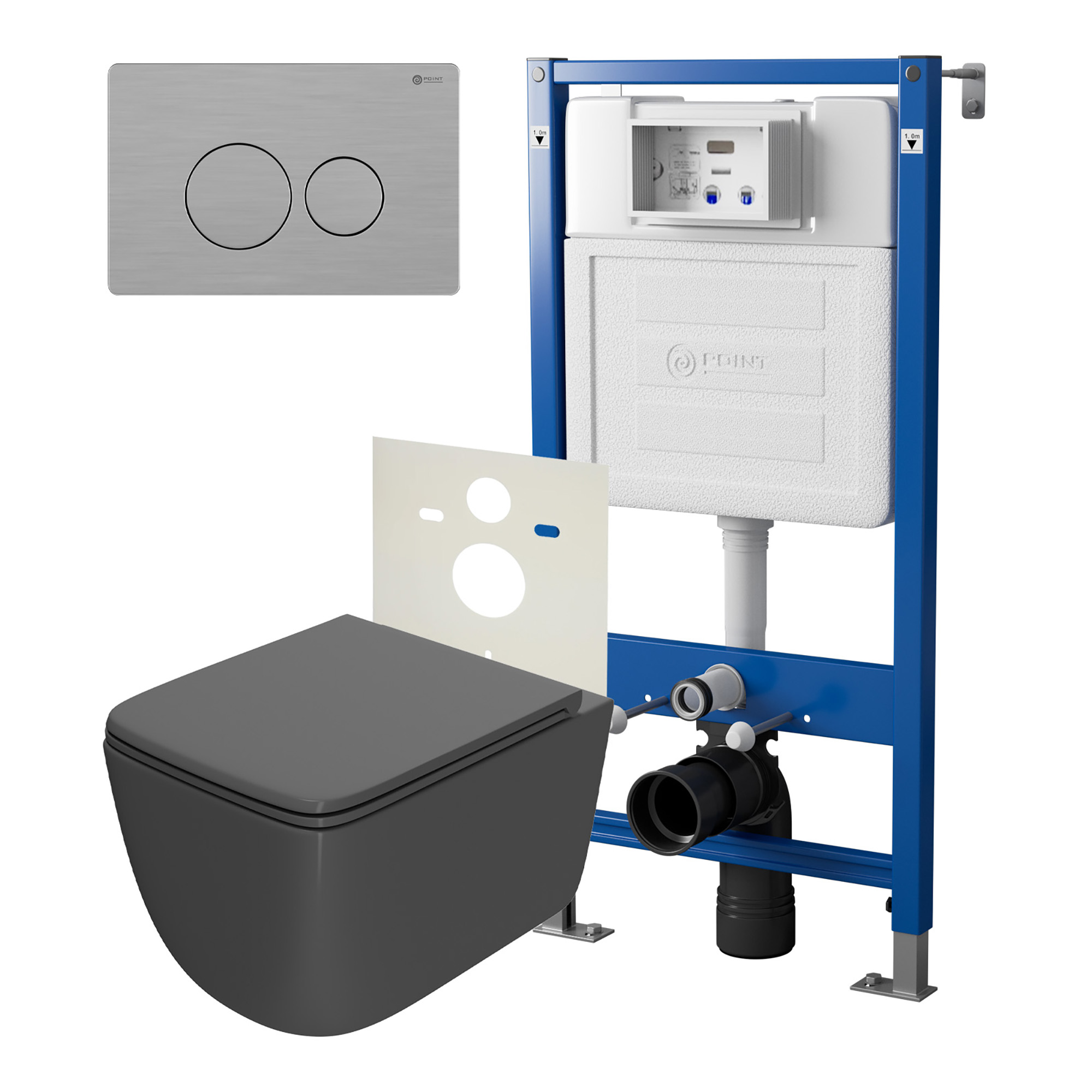 Нов.арт PN48389SB PN45120(нов.PN45122)+Клавиша нерд сталь PN44061SB+Унитаз Меркурий графит PN41831GM