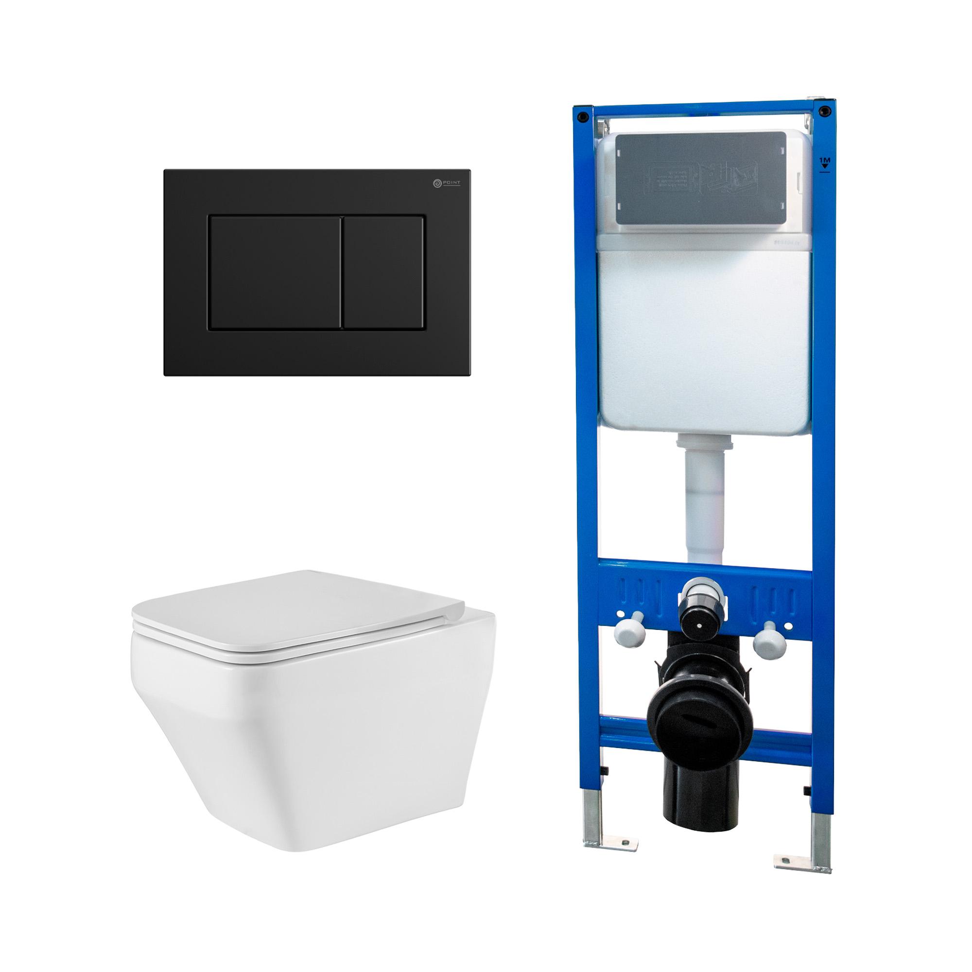 Сет: Инсталляция Point Элемент PN45124 + Клавиша Ника черн мат PN44081BM + Унитаз Аврора PN41101