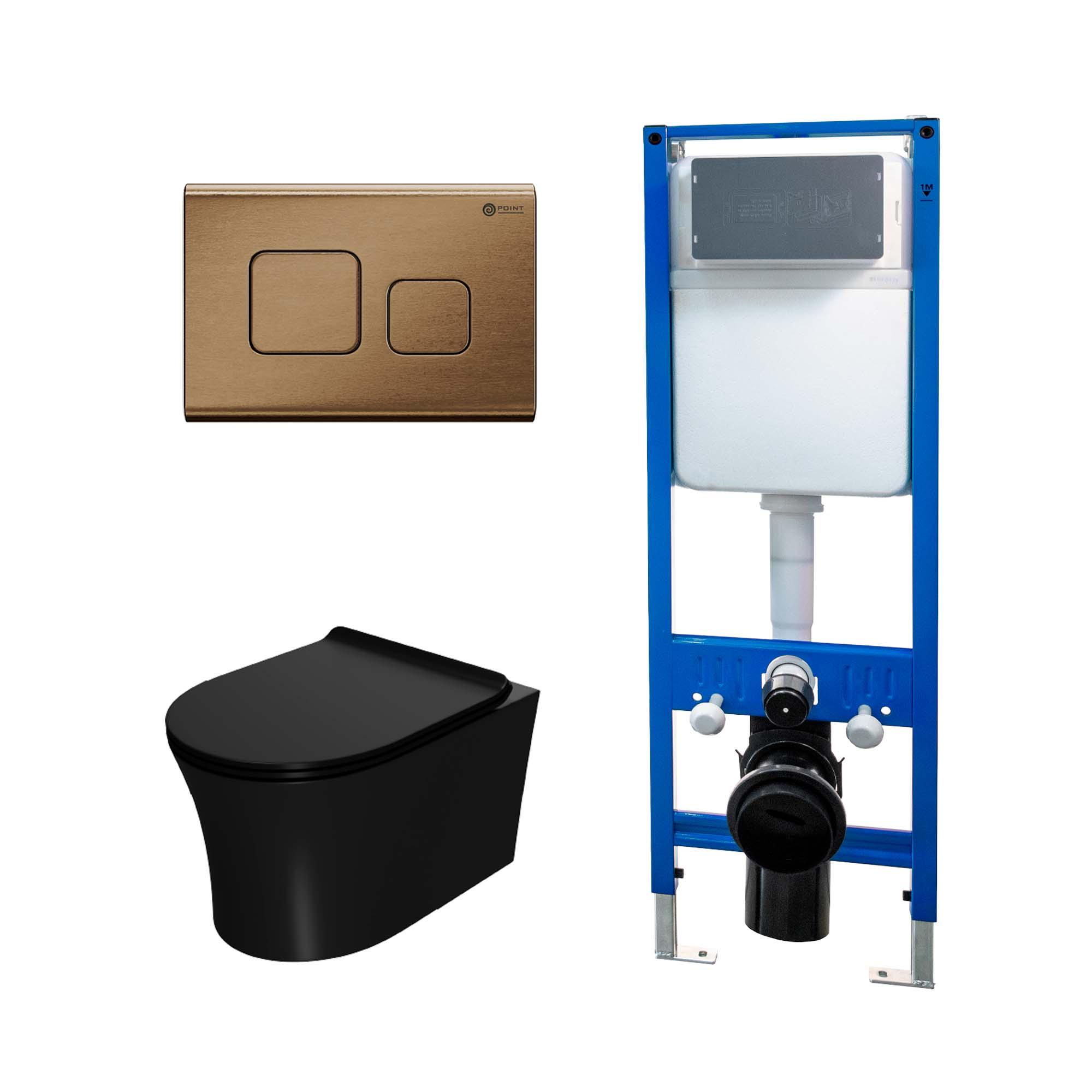 Сет: Инсталляция Point Элемент PN45124 + Клавиша Афина бронза браш PN44041BB + Унитаз Вега PN41711BM