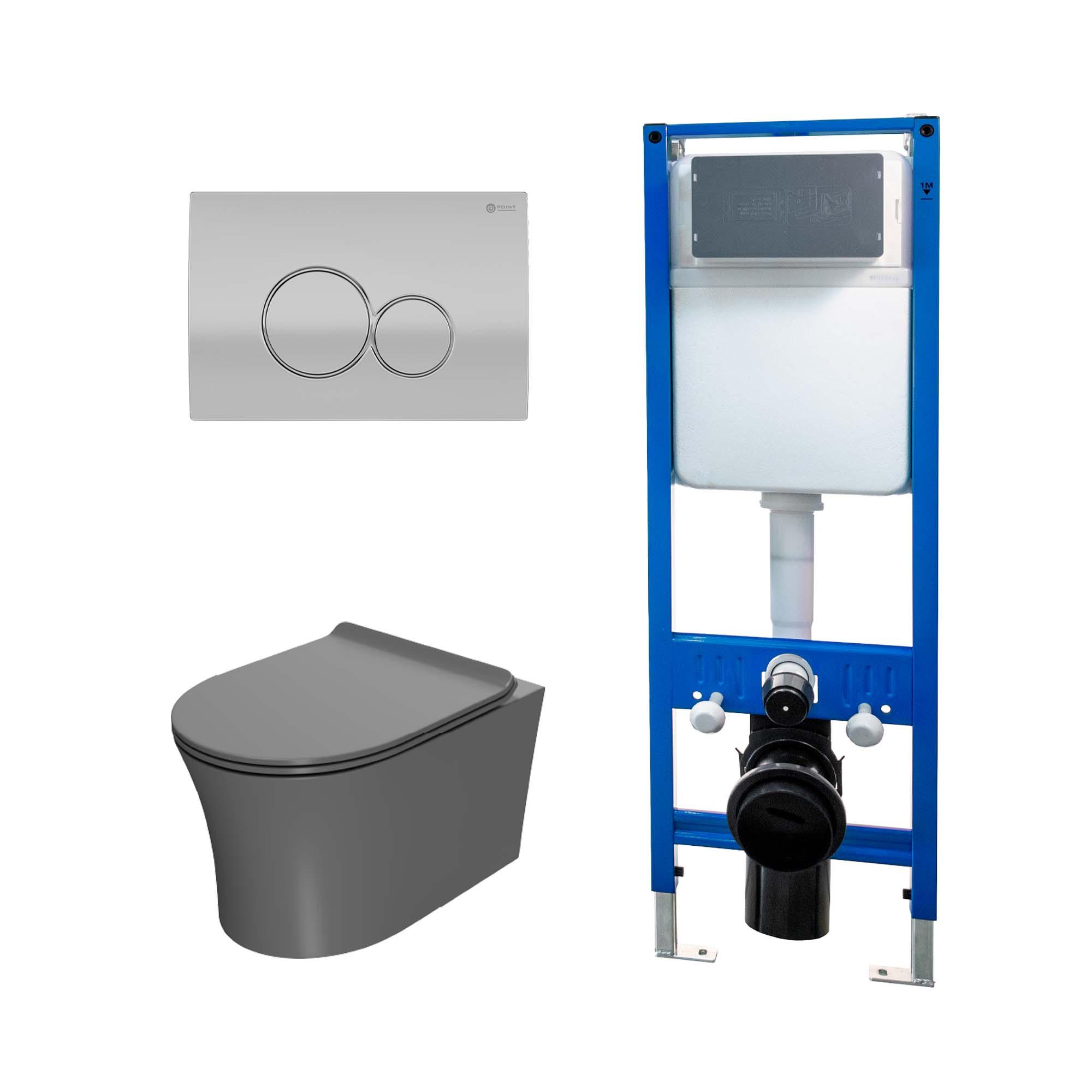 Сет: Инсталляция Point Элемент PN45124 + Клавиша Виктория мат хр/хр PN44061SC +Унитаз Вега PN41711GM