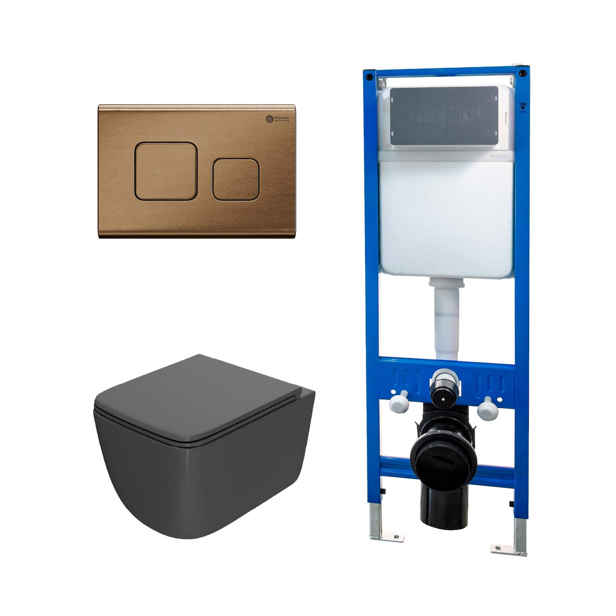 Сет: Инсталляция Point Элемент PN45124+Клавиша Афина бронза браш PN44041BB+Унитаз Меркурий PN41831GM