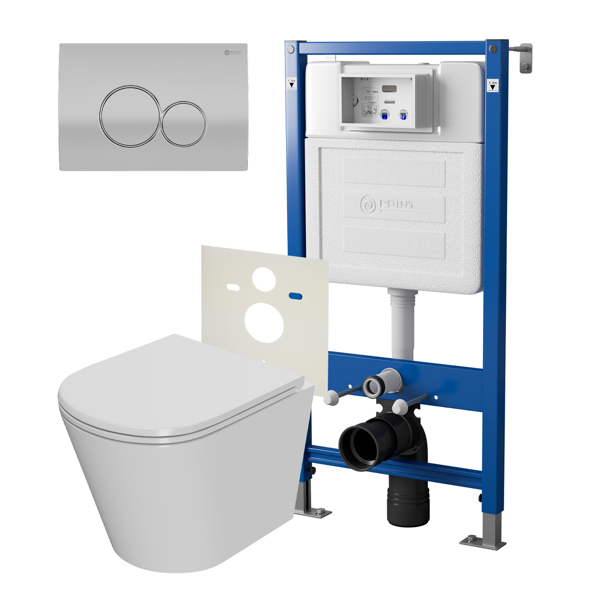 Нов.арт PN48349SC (45122 вместо 45120)+ Клавиша сатин/хром PN44061SC + Унитаз Виктория PN41061