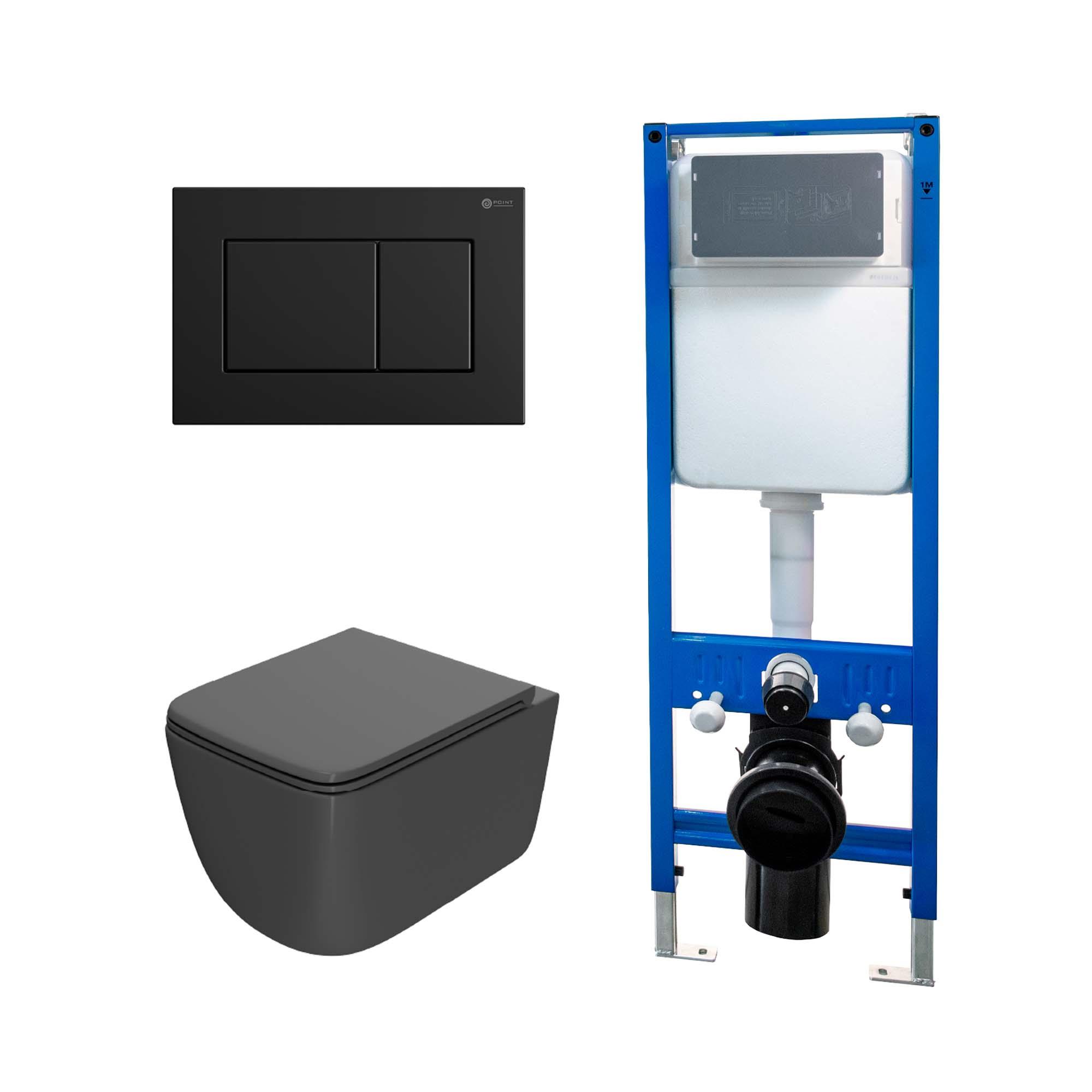 Сет: Инсталляция Point Элемент PN45124 + Клавиша Ника черн мат PN44081BM + Унитаз Меркурий PN41831GM