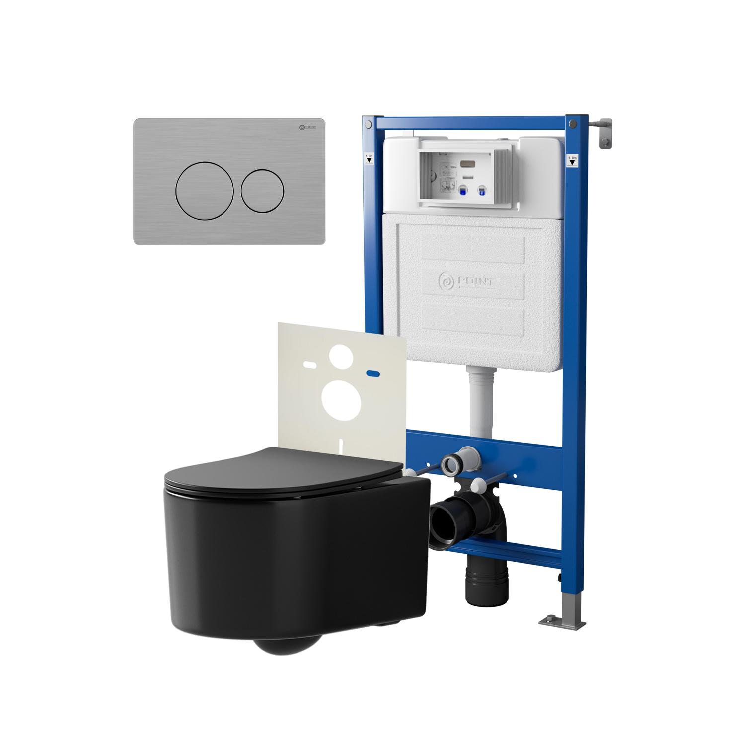 Нов.арт PN48449SB (45122 вместо 45120)+ Клавиша Виктория нерж сталь PN44061SB+Унитаз Веста чёрн мат