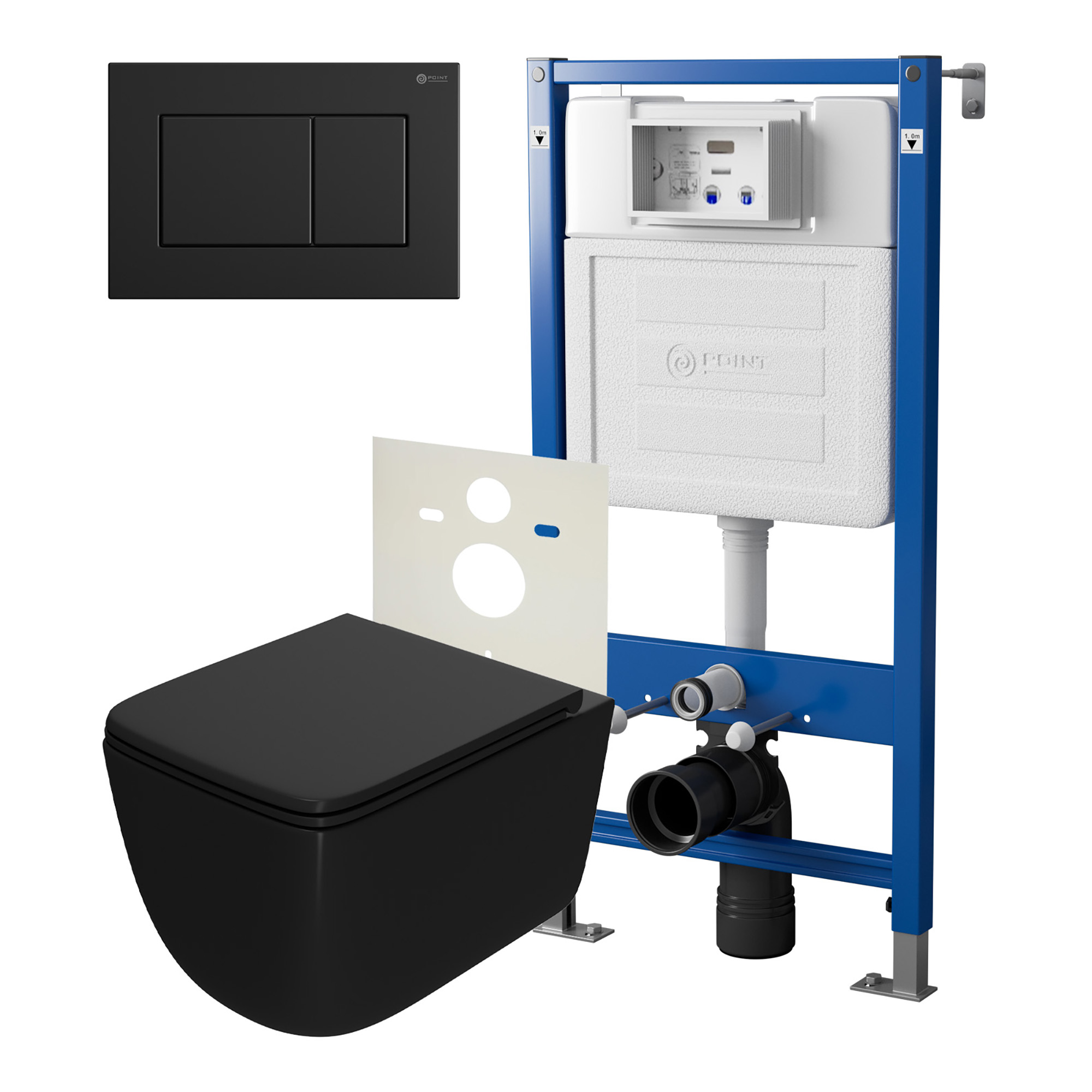 Нов.арт PN48399BM PN45120(нов.PN45122)+Клавиша черн матPN44081BM+Унитаз Меркурий чёрн мат. PN41831BM