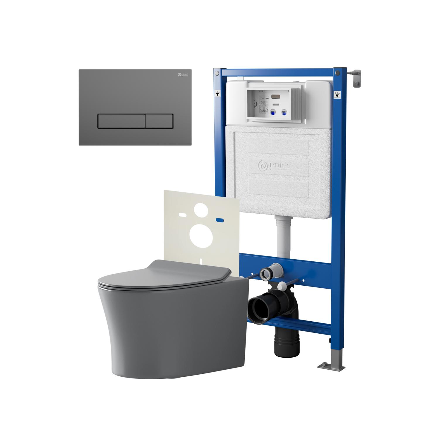 Нов.арт PN48487GM (45122 вместо 45120)+ Клавиша Меркурий графит PN44831GM + Унитаз Вега сер мат