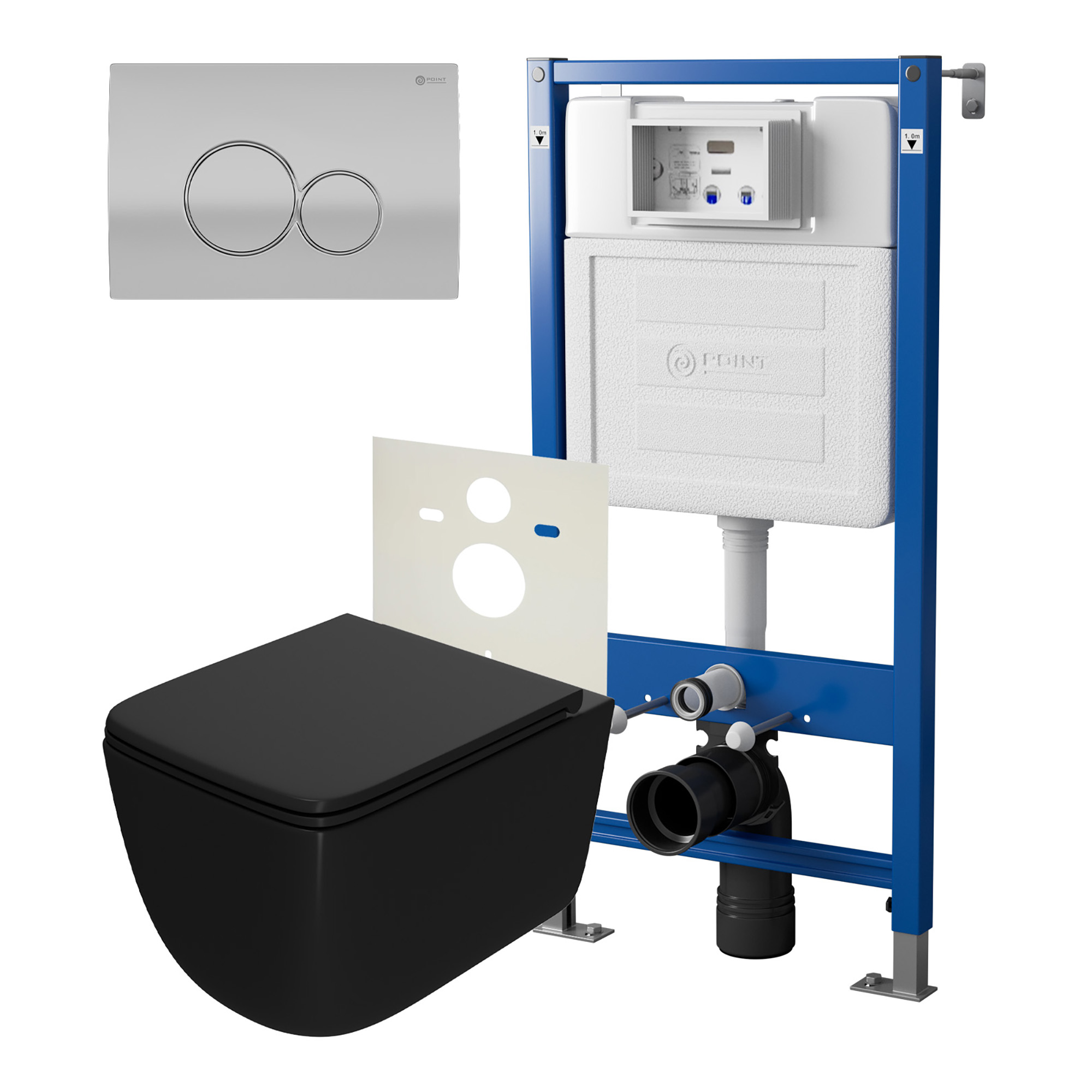 Нов.арт PN48394SC (45122 вместо 45120)+ Клавиша PN44061SC + Унитаз Меркурий чёрн мат. PN41831BM