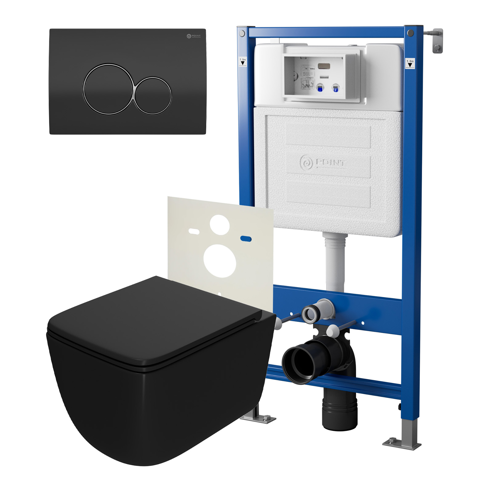 Нов.арт PN48391BC (45122 вместо 45120)+Клавиша черн/хромPN44061BC+Унитаз Меркурий чёрн мат.PN41831BM