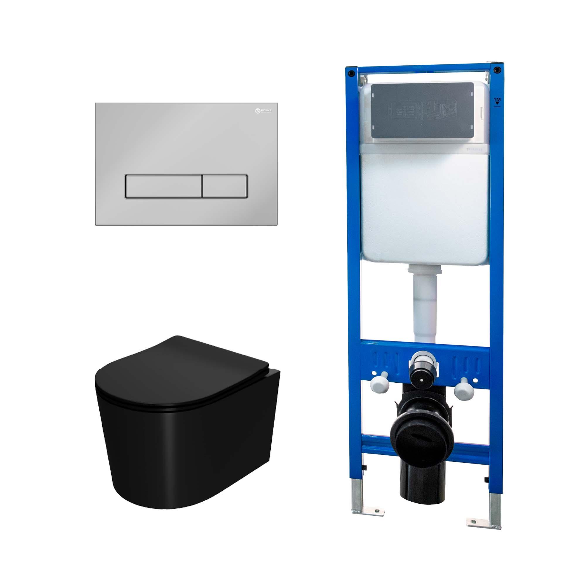 Сет: Инсталляция Point Элемент PN45124 + Клавиша Меркурий, хром, PN44831C + Унитаз Веста PN41701BM