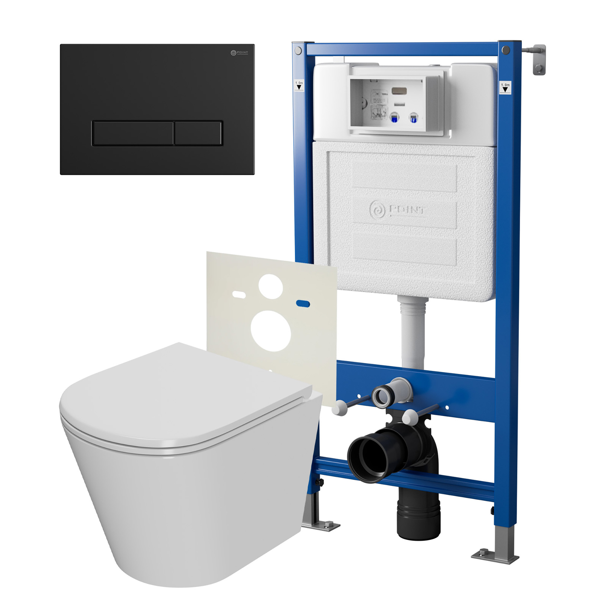 Нов.арт PN48351BM (45122 вместо 45120)+ Клавиша Меркурий черн мат PN44831BM+Унитаз Виктория PN41061