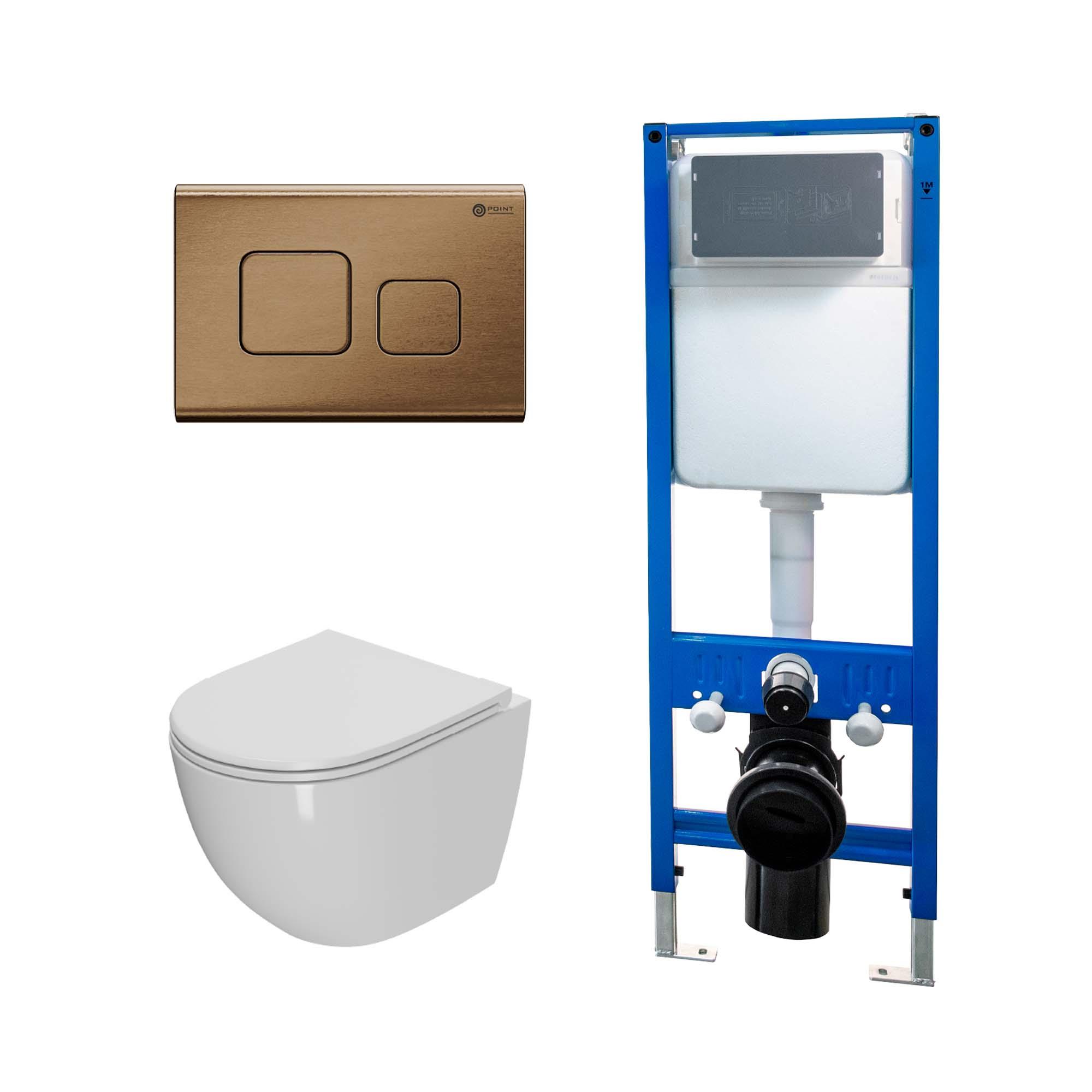 Сет: Инсталляция Point Элемент PN45124 + Клавиша Афина бронза браш PN44041BB + Унитаз Афина PN41041