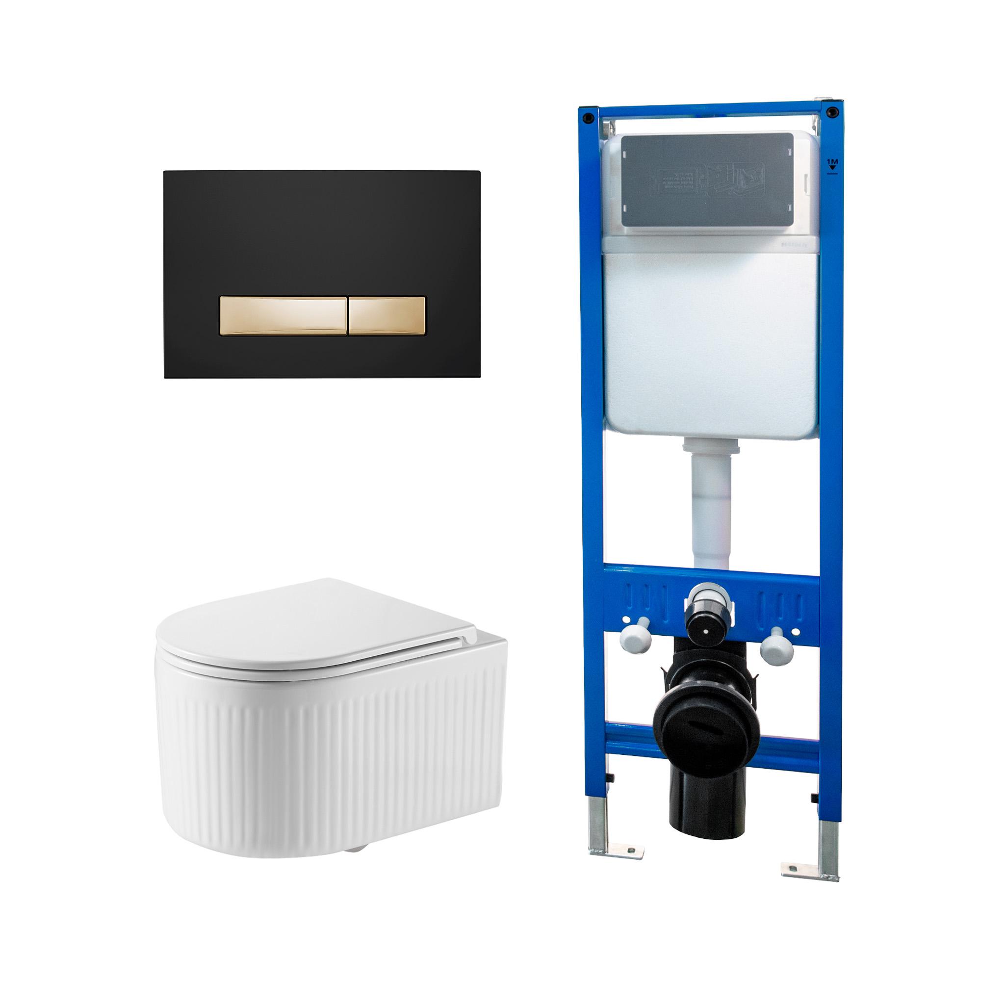 Сет: Инсталляция Point Элемент PN45124 + Клавиша Меркурий PN44831BG черн/зол +Унитаз Деметра PN41121