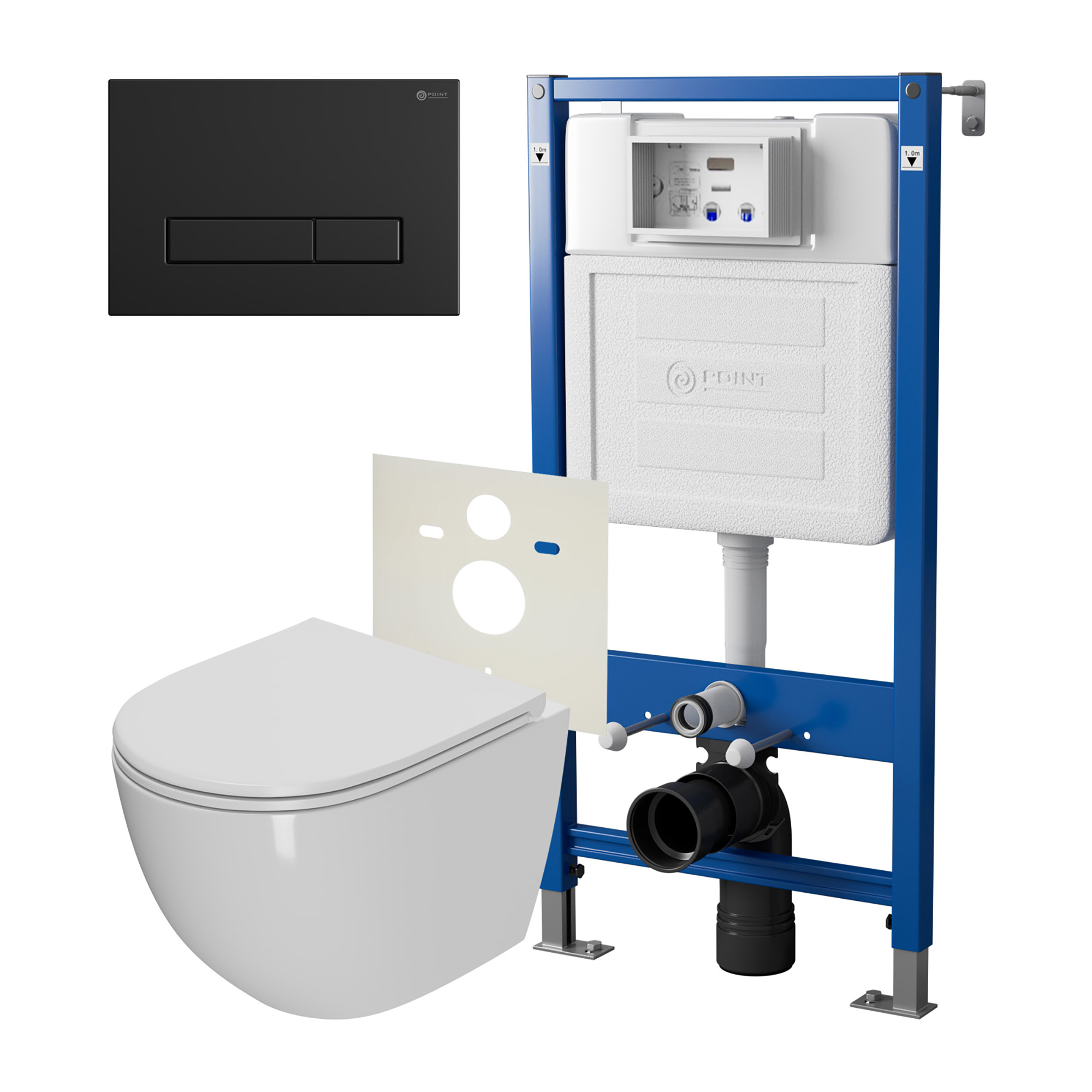 Нов.арт PN48336BM (45122 вместо 45120)+ Клавиша Меркурий черн мат PN44831BM + Унитаз Афина PN41041