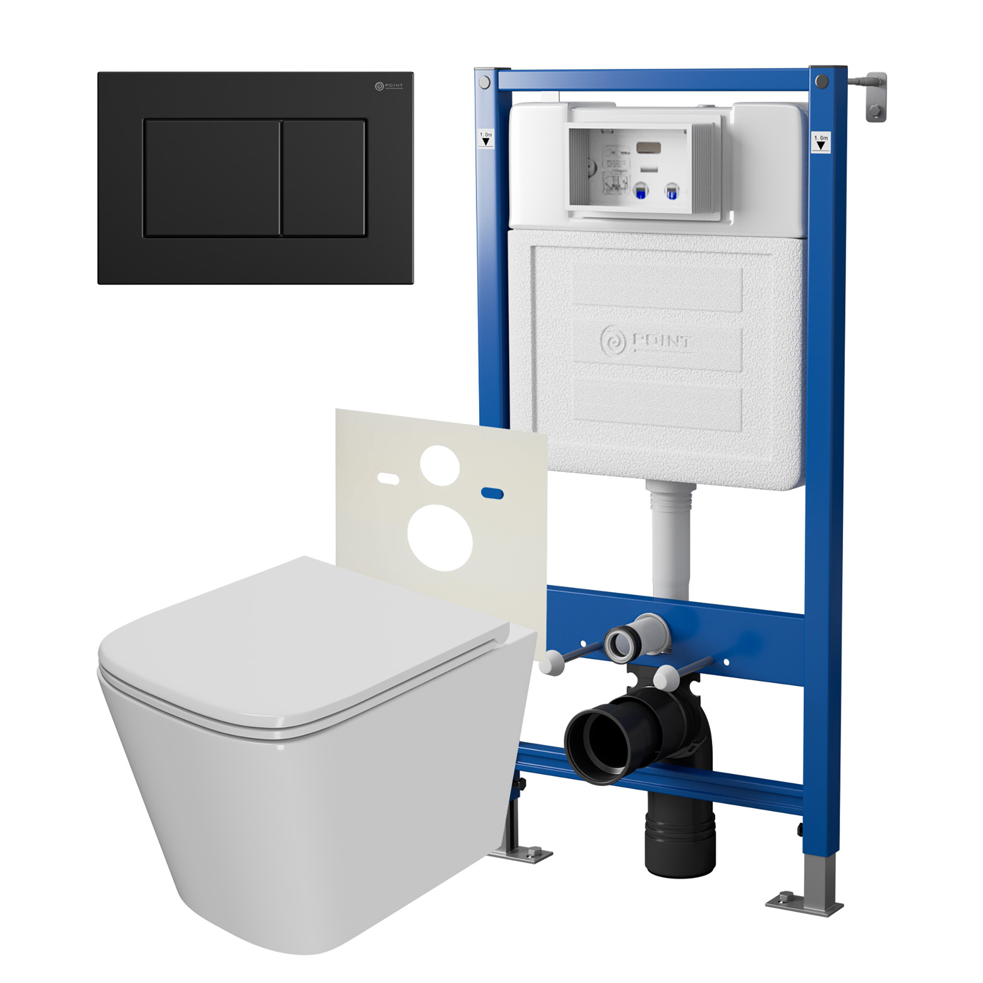 Нов.арт PN48414BM (45122 вместо 45120)+ Клавиша Ника, черн матовый, PN44081BM + Унитаз Ника PN41081