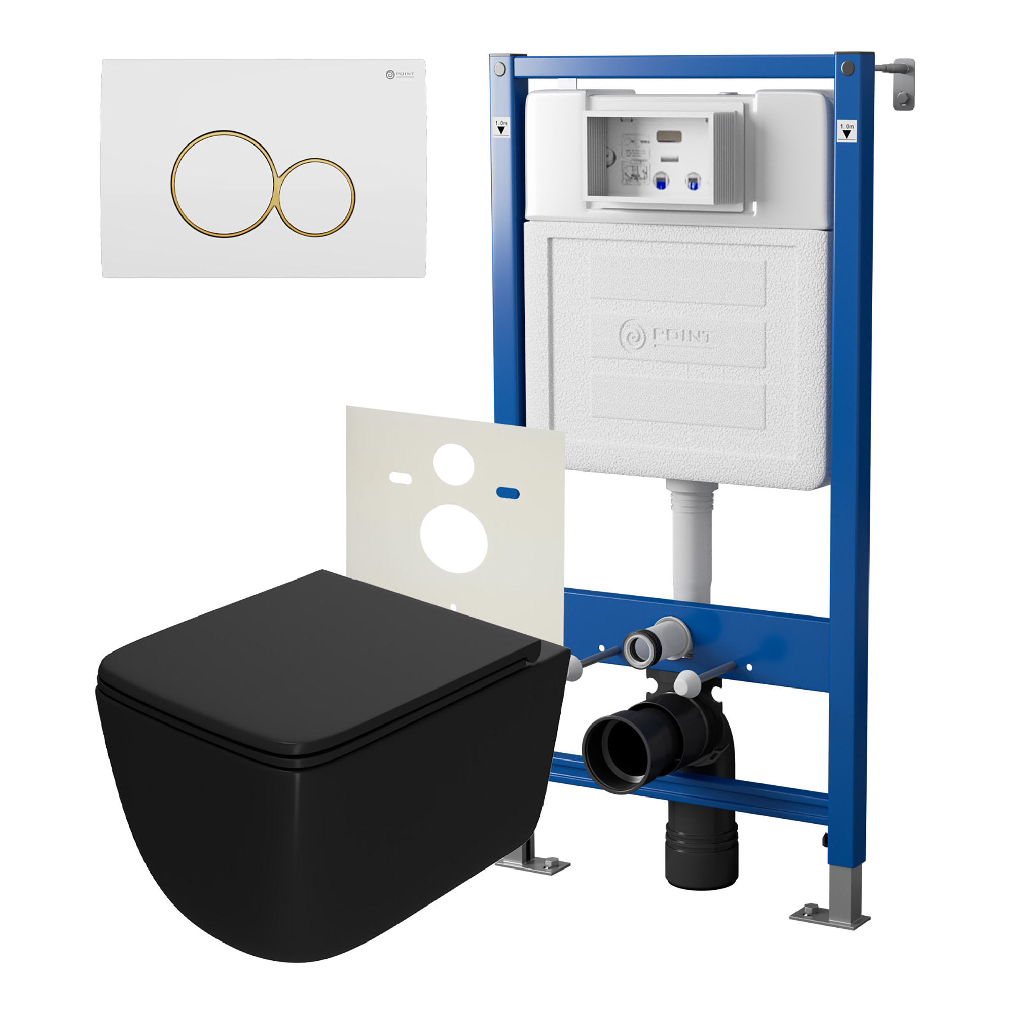 Нов.арт PN48393WG (45122 вместо 45120)+ Клавиша PN44061WG + Унитаз Меркурий чёрн мат. PN41831BM