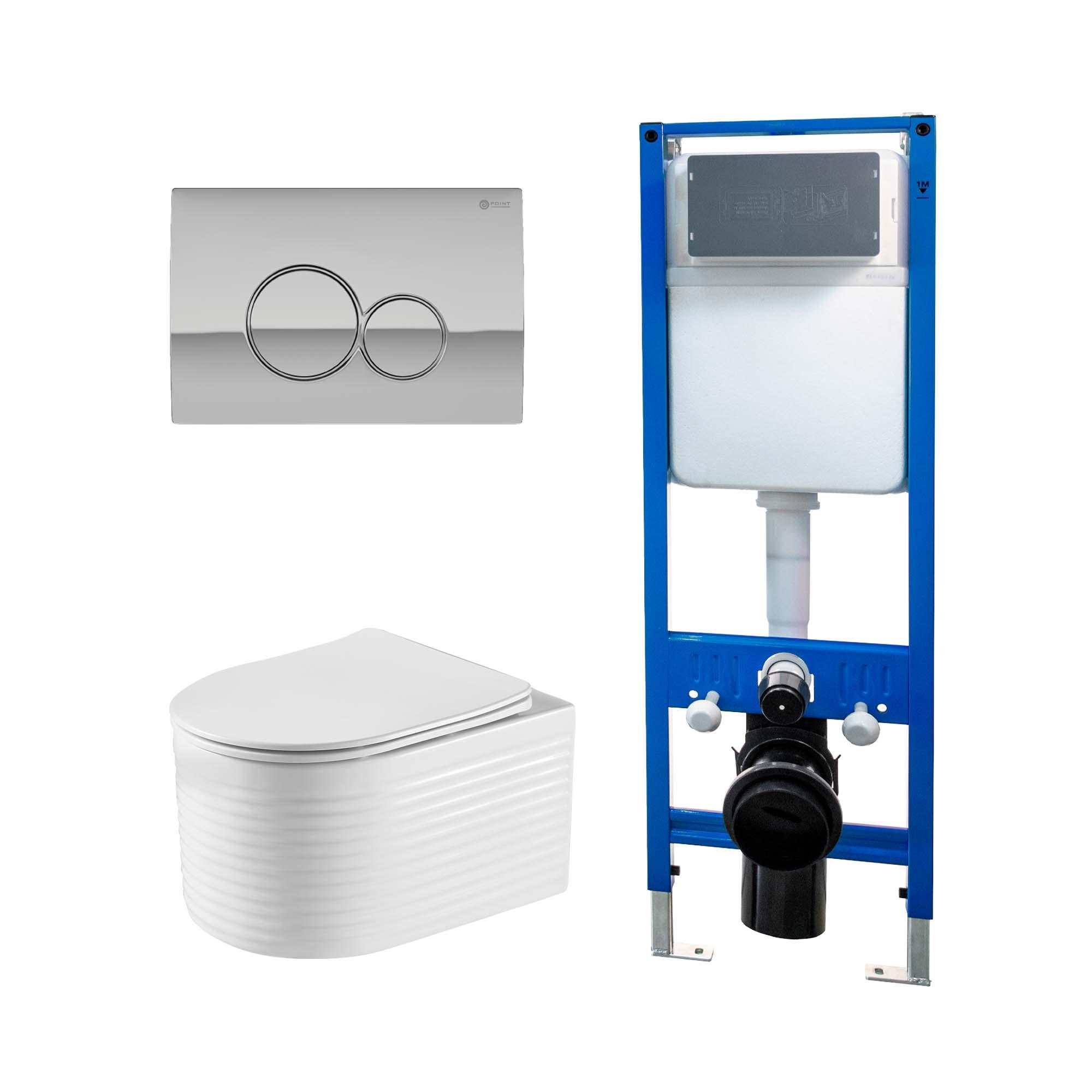Сет: Инсталляция Point Элемент PN45124 + Клавиша Виктория, хром, PN44061C + Унитаз Омега PN41902