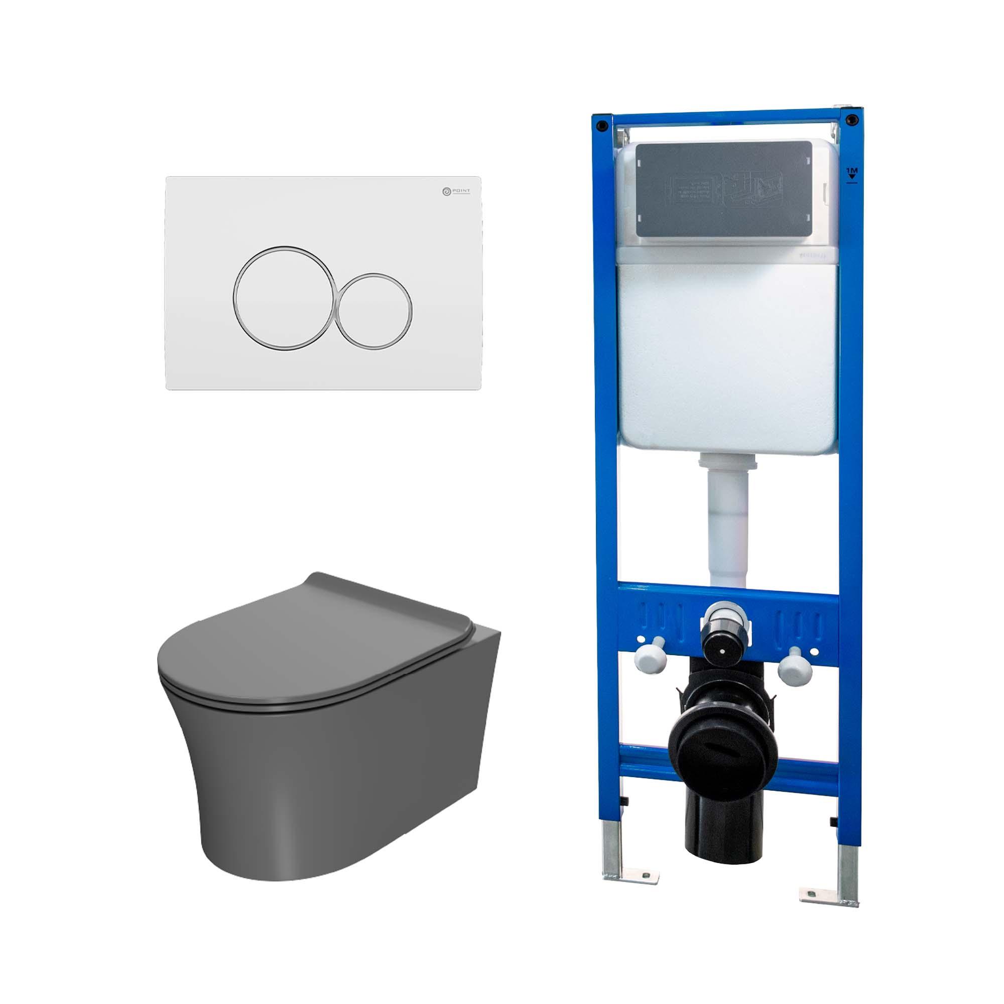 Сет: Инсталляция Point Элемент PN45124 + Клавиша Виктория бел/хр PN44061WC + Унитаз Вега PN41711GM