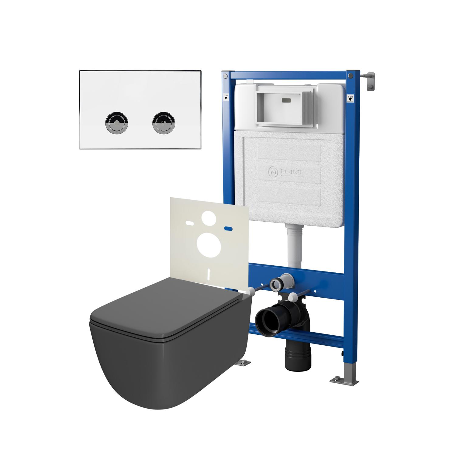 Сет: Инсталляция пневм Point Элемент П PN45121+Клавиша Венера бел/хрPN44071WC+Унитаз Меркурий графит