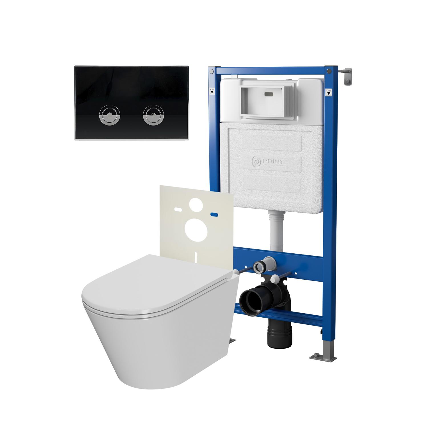 Сет: Инсталляция пневм Point Элемент П PN45121 + Клавиша Венера черн/хром PN44071BC +Унитаз Виктория