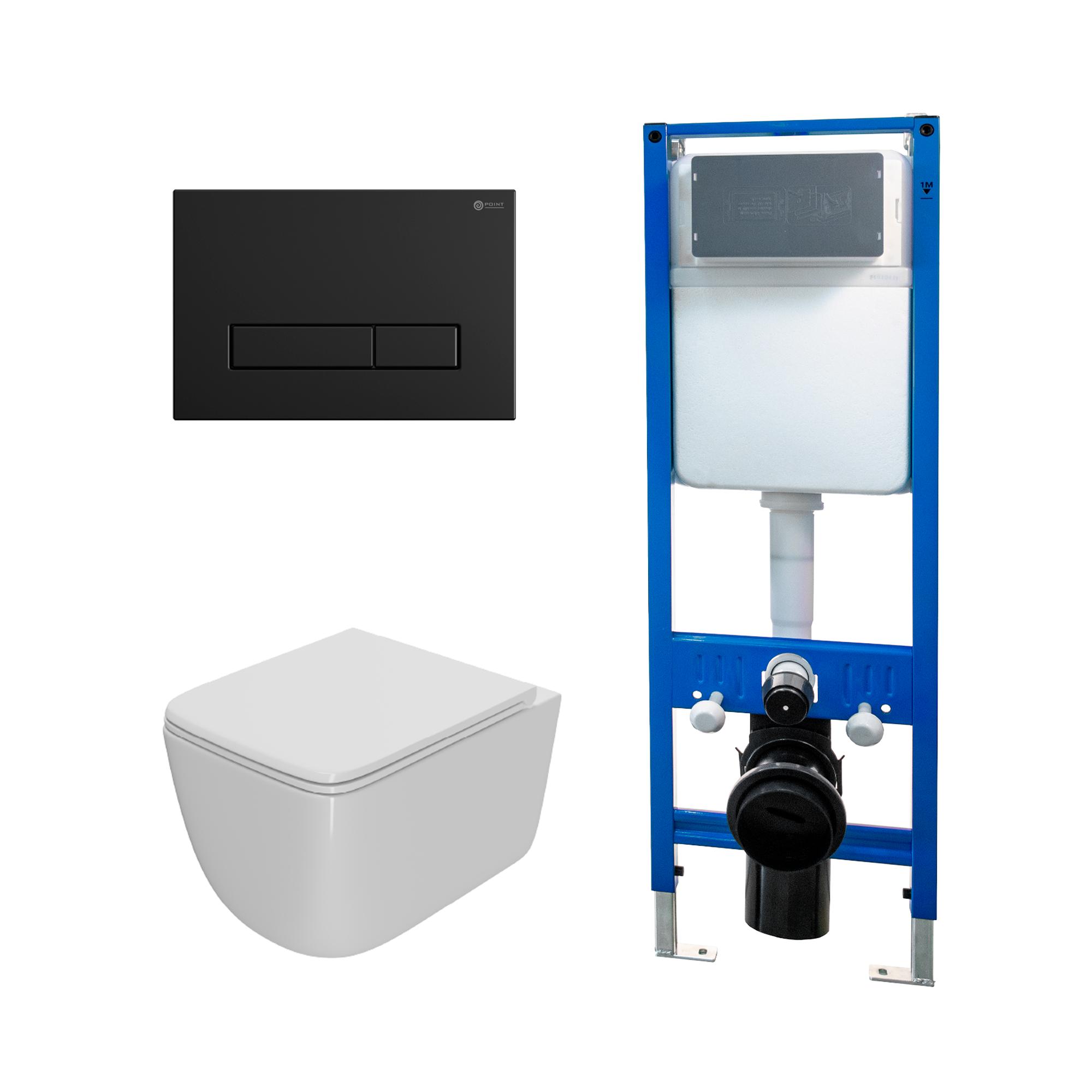Сет: Инсталляция Point Элемент PN45124 +Клавиша Меркурий черн мат PN44831BM +Унитаз Меркурий PN41831