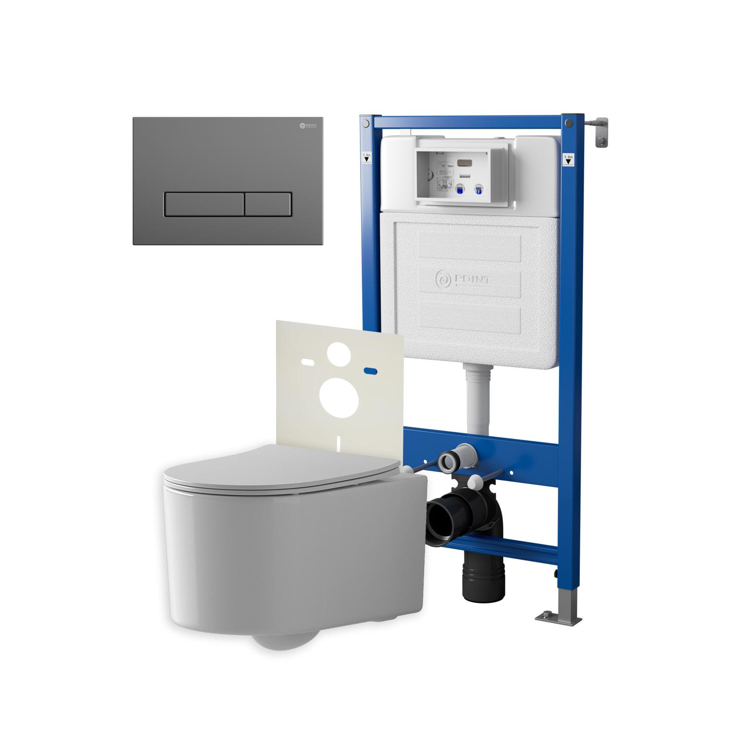 Нов.арт PN48427GM (45122 вместо 45120)+ Клавиша Меркурий графит PN44831GM + Унитаз Веста PN41701