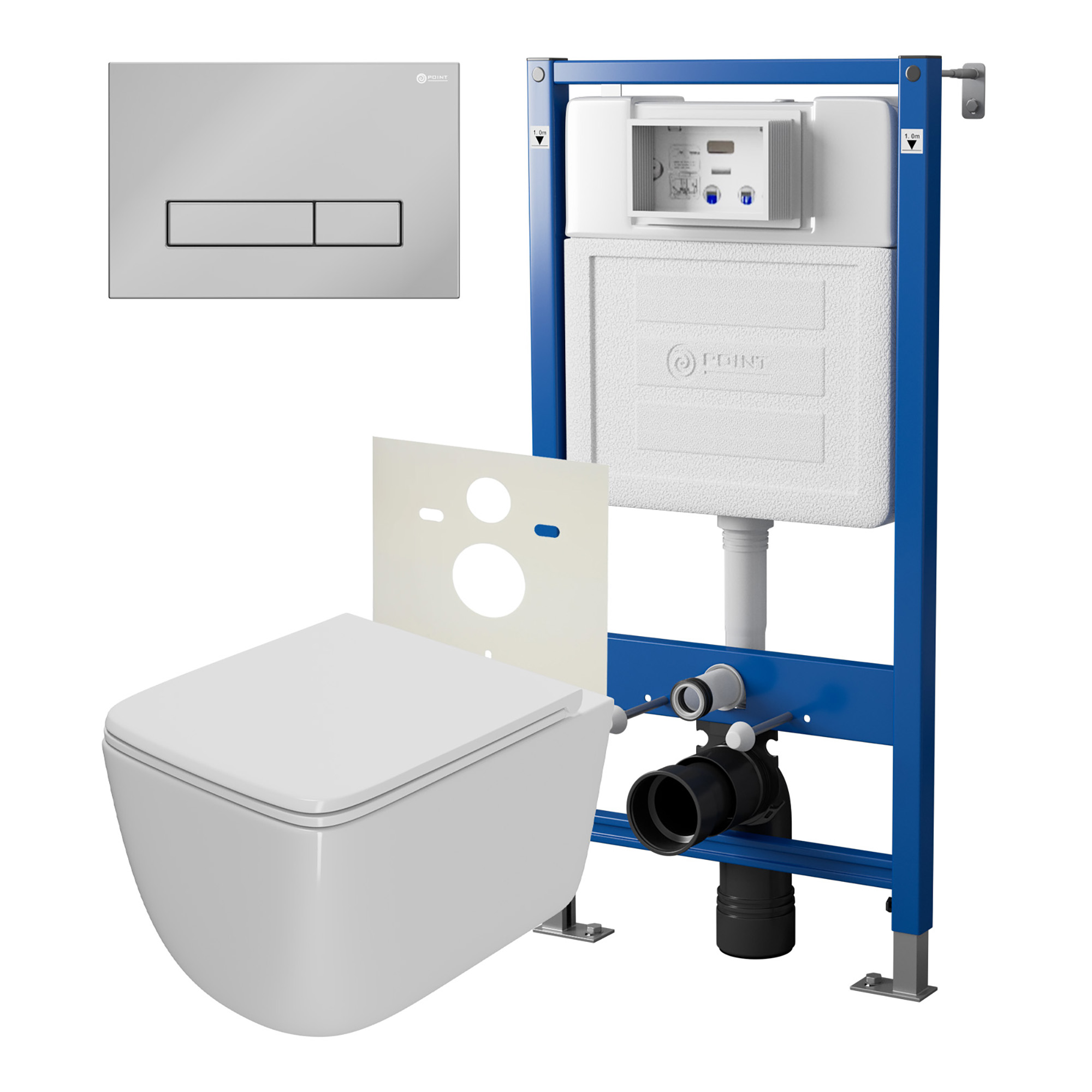 Нов.арт PN48365C (45122 вместо 45120)+ Клавиша Меркурий, хром, PN44831C + Унитаз Меркурий PN41831