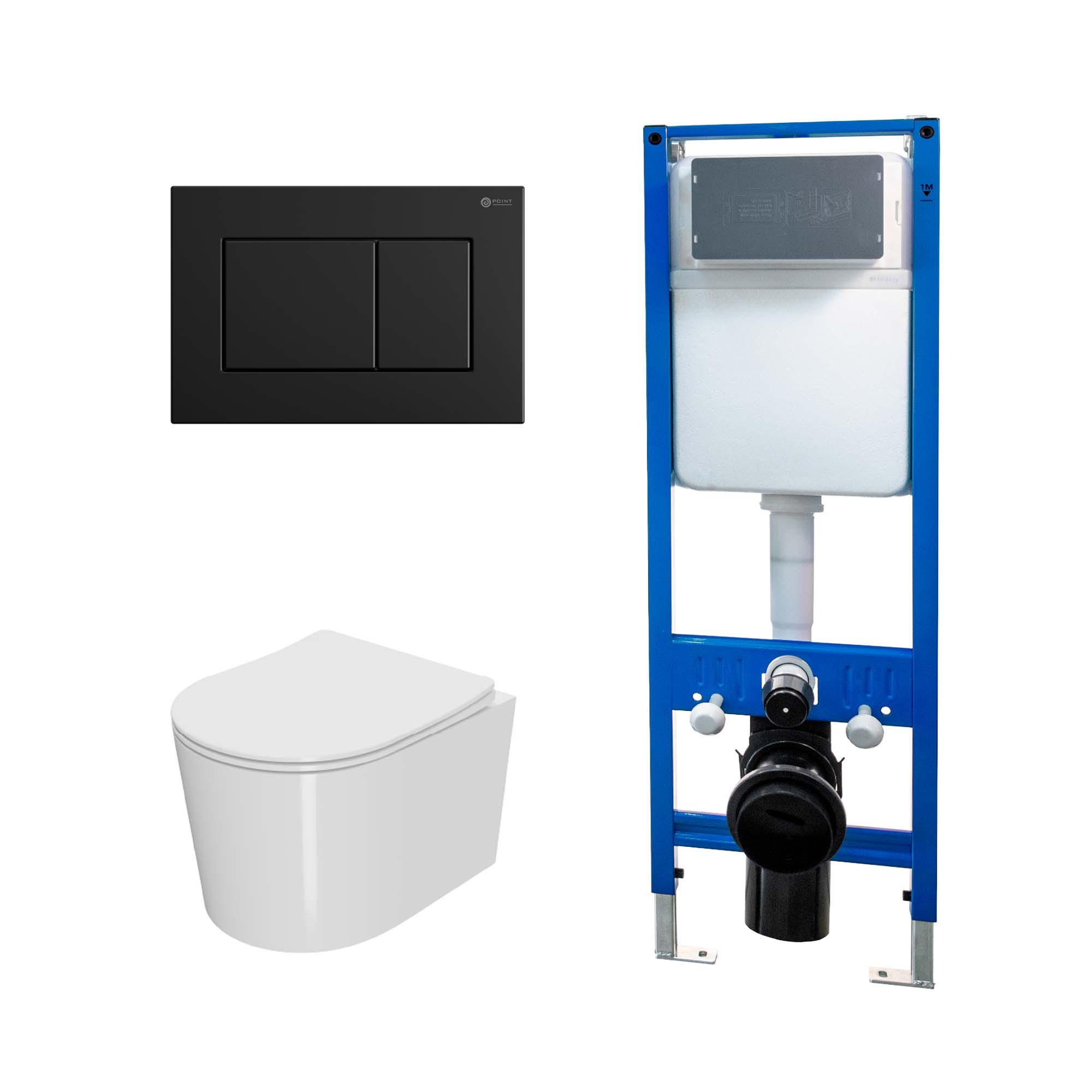 Сет: Инсталляция Point Элемент PN45124 + Клавиша Ника черный матовый PN44081BM +Унитаз Веста PN41701