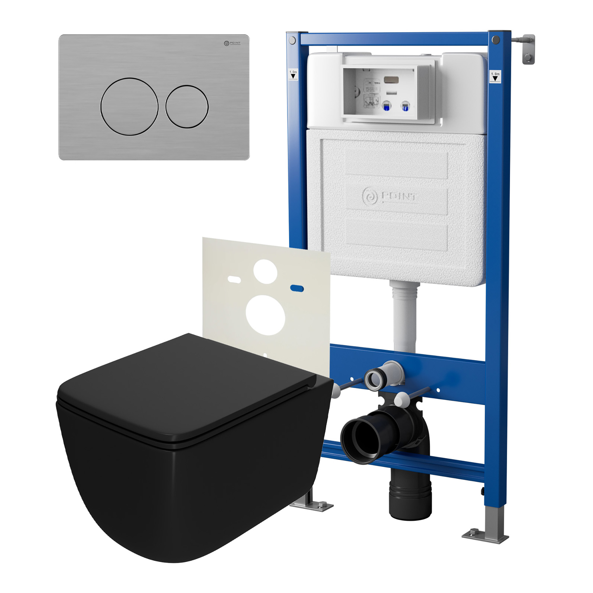 Нов.арт PN48404SB (45122 вместо 45120)+ Клавиша PN44061SB + Унитаз Меркурий чёрн мат. PN41831BM