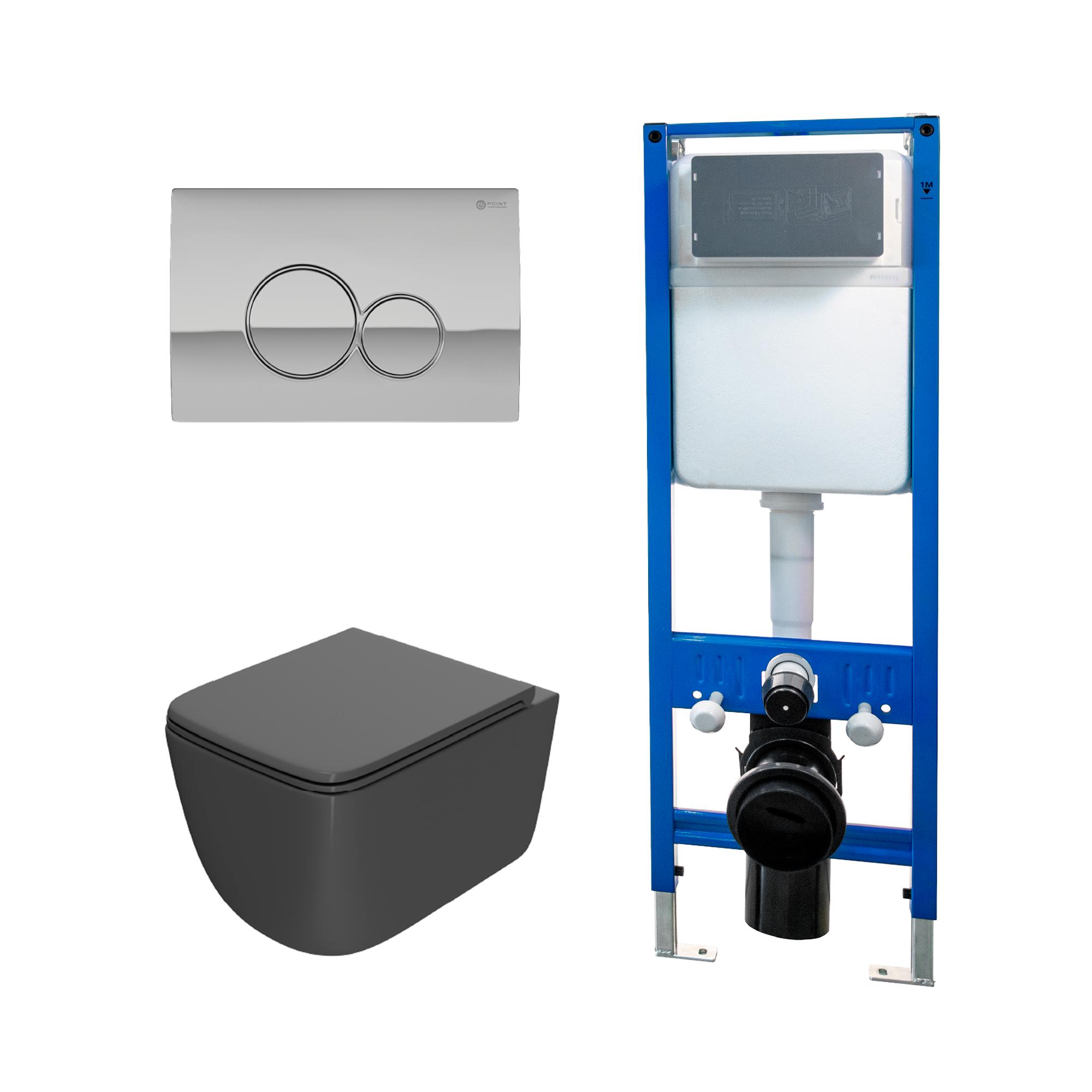 Сет: Инсталляция Point Элемент PN45124 + Клавиша Виктория хром PN44061C + Унитаз Меркурий PN41831GM