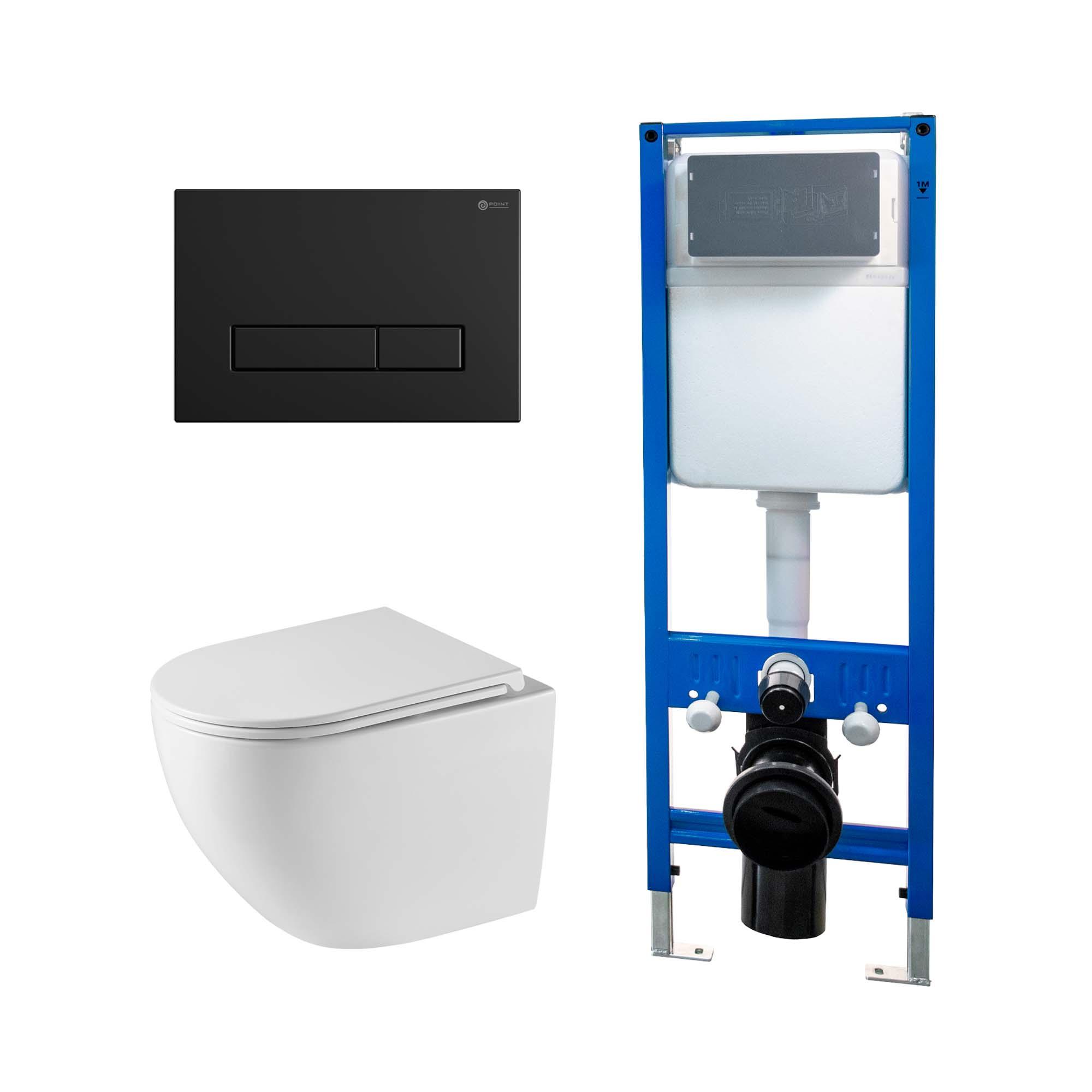 Сет: Инсталляция Point Элемент PN45124 + Клавиша Меркурий черн мат PN44831BM + Унитаз Сатурн PN41901