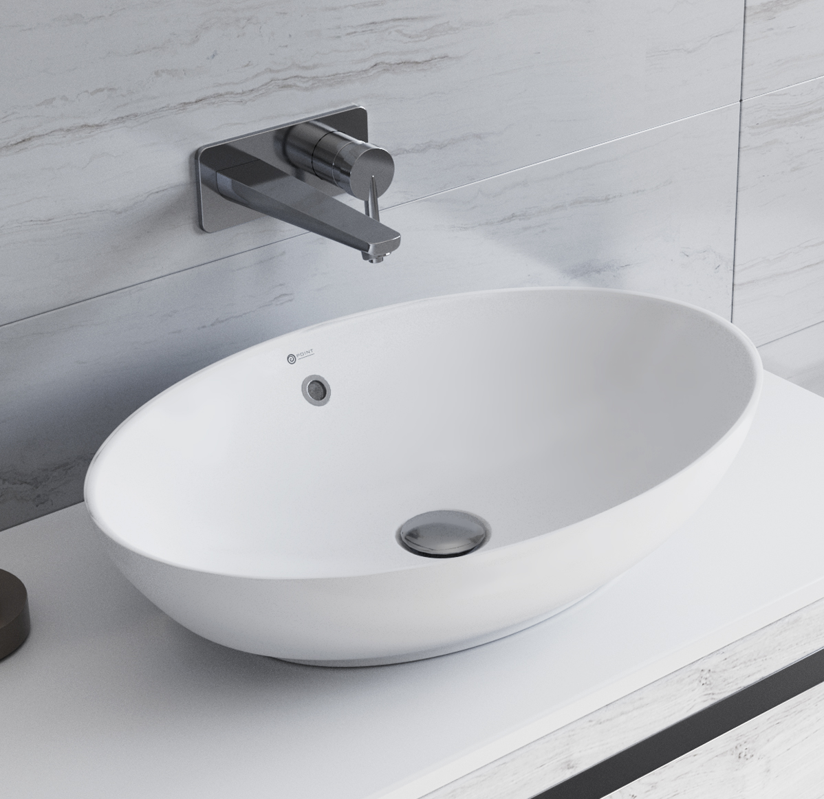 Умывальник Point Сатурн 63 PN43901WM овальный, белый матовый