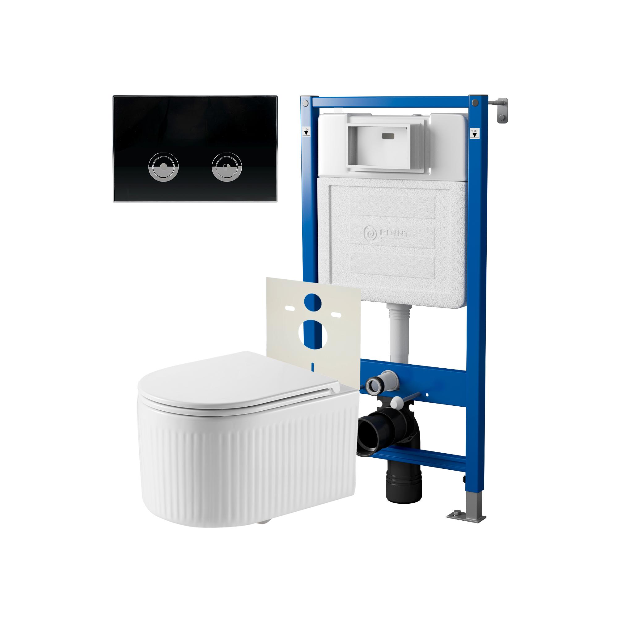 Сет: Инсталляция пневм Point Элемент П PN45121 + Клавиша черн/хром PN44071BC +Унитаз Деметра PN41121