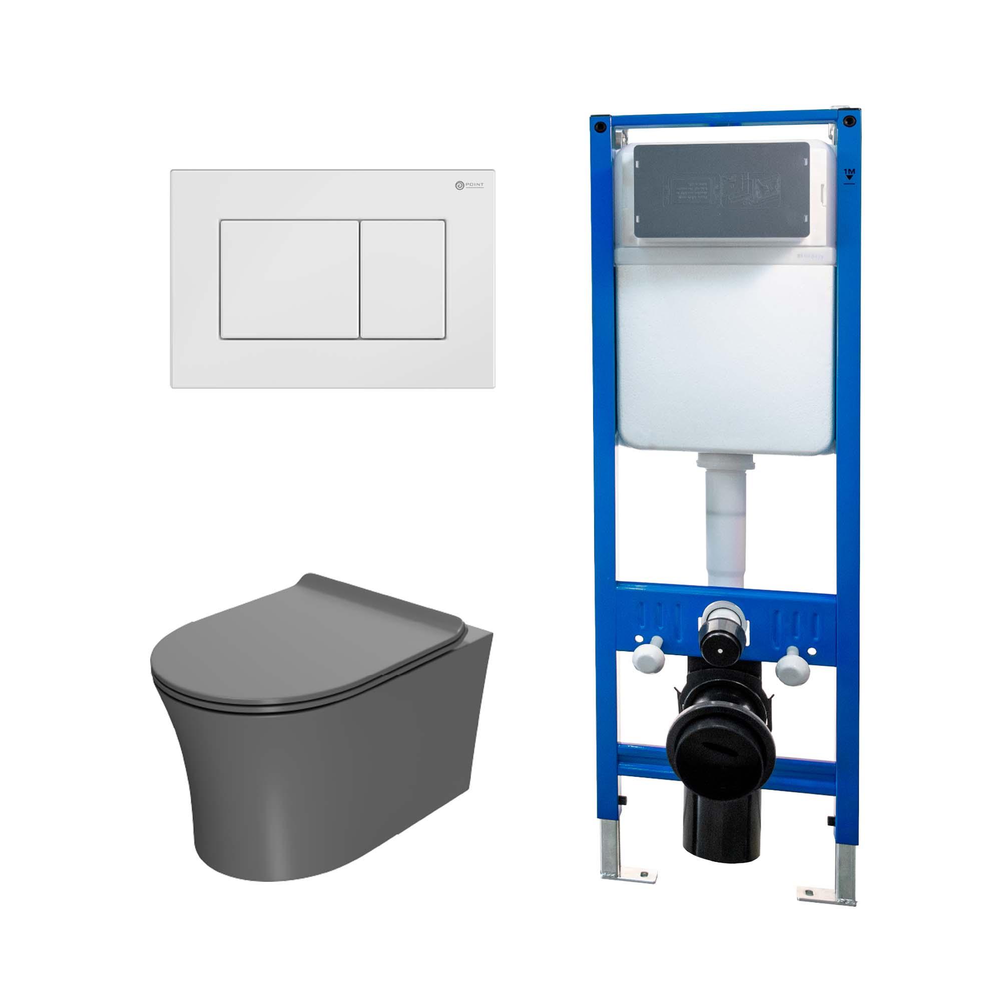Сет: Инсталляция Point Элемент PN45124 + Клавиша Ника, белый, PN44081W + Унитаз Вега PN41711GM