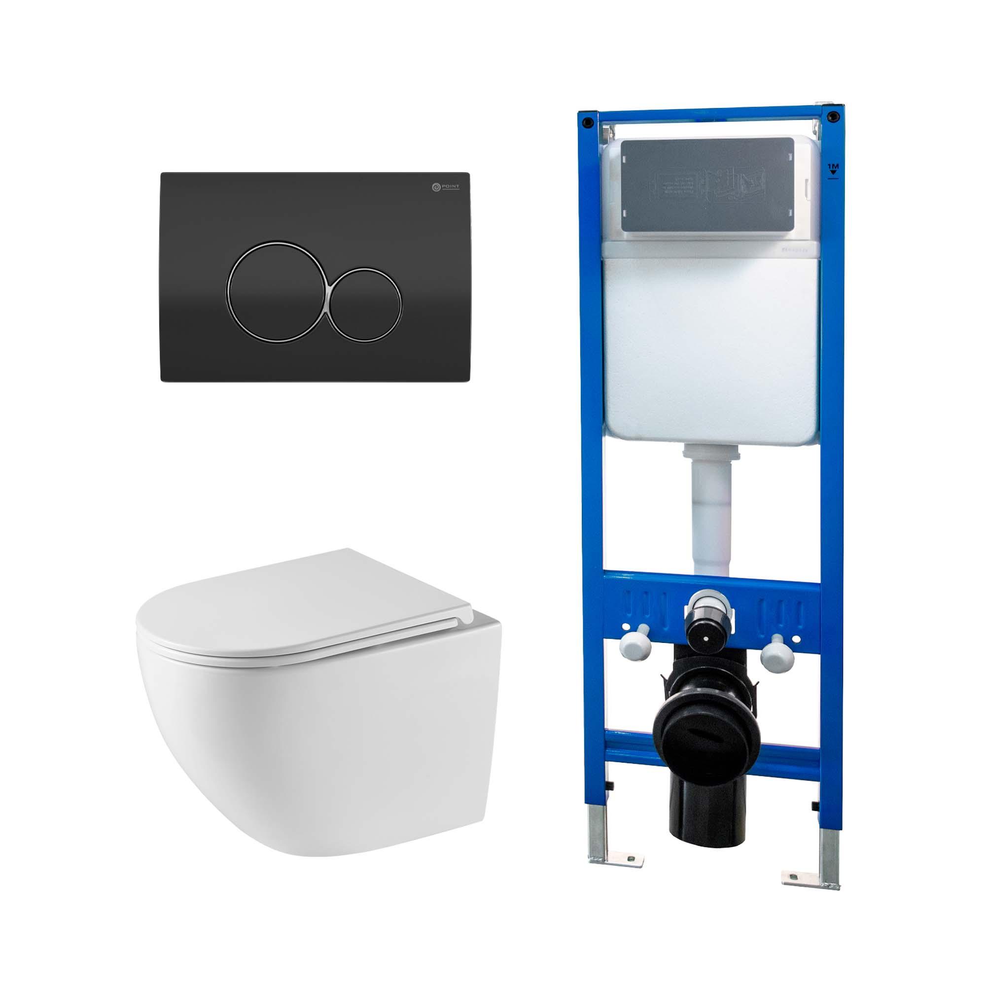 Сет: Инсталляция Point Элемент PN45124 + Клавиша Виктория черн/хр PN44061BC + Унитаз Сатурн PN41901