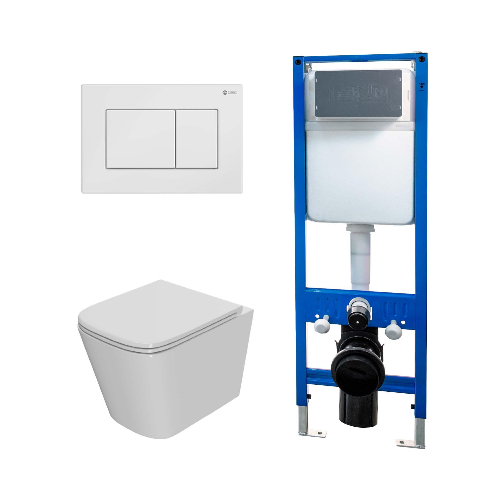 Сет: Инсталляция Point Элемент PN45124 + Клавиша Ника, белый, PN44081W + Унитаз Ника PN41081