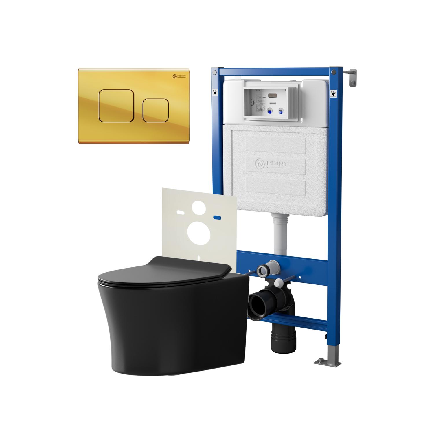 Нов.арт PN48476G (45122 вместо 45120)+ Клавиша смыва Афина золото PN44041G + Унитаз Вега чёрн мат