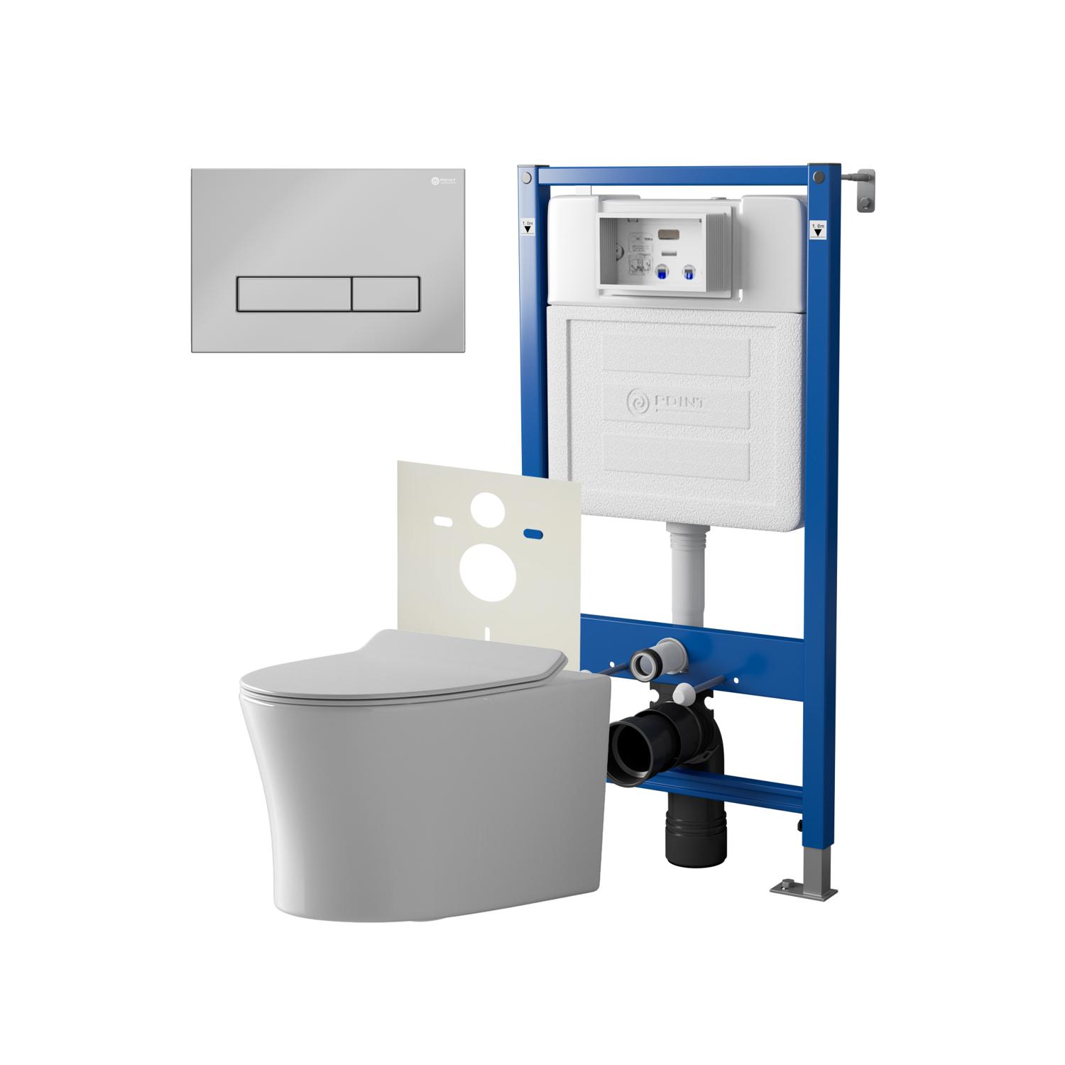 Нов.арт PN48455C (45122 вместо 45120)+ Клавиша смыва Меркурий хром PN44831C + Унитаз Вега PN41711