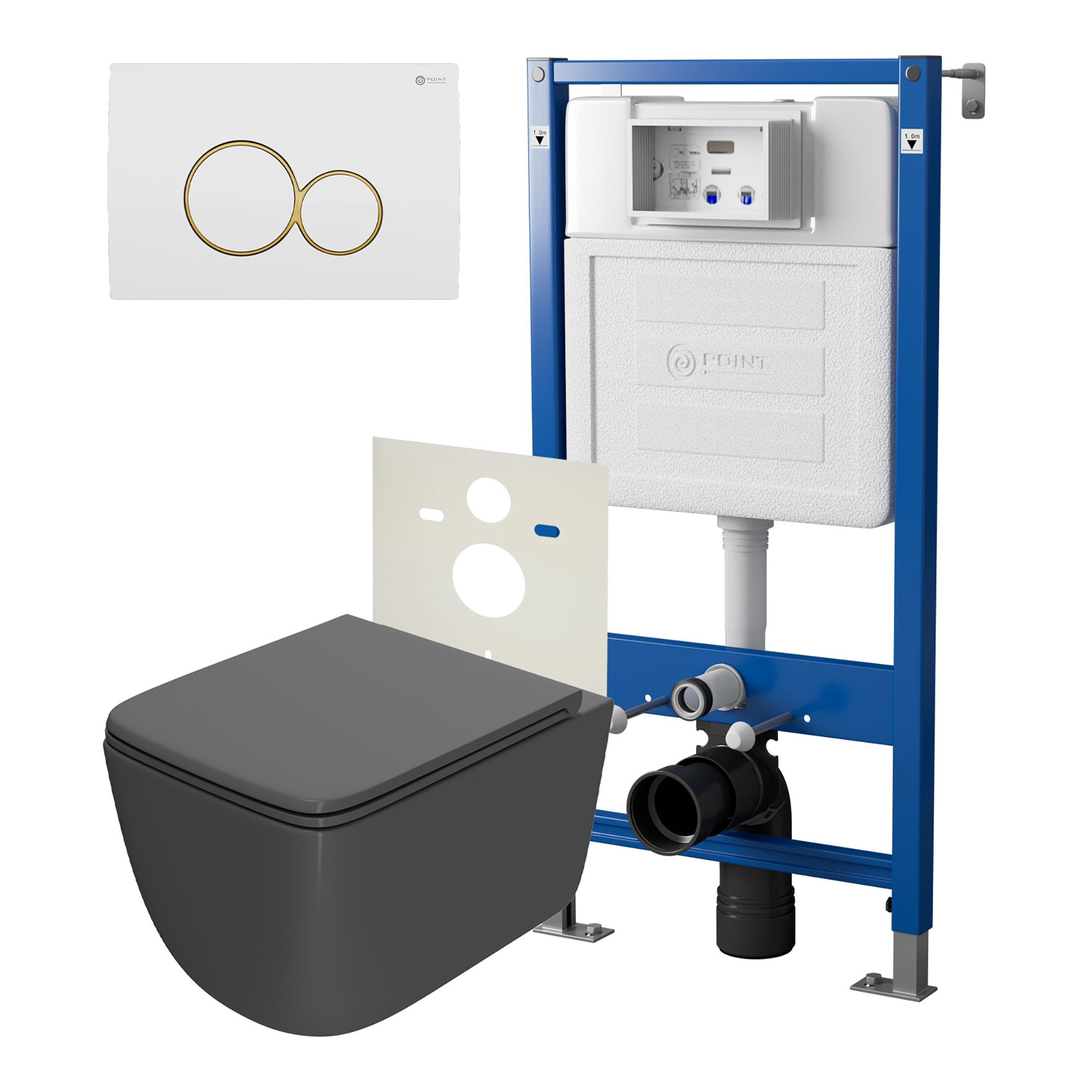 Нов.арт PN48378WG (45122 вместо 45120)+ Клавиша бел/зол PN44061WG +Унитаз Меркурий графит PN41831GM