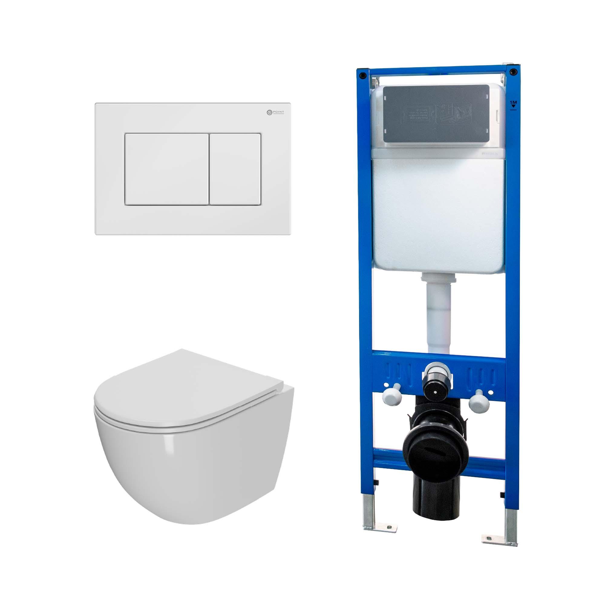 Сет: Инсталляция Point Элемент PN45124 + Клавиша Ника, белый, PN44081W + Унитаз Афина PN41041