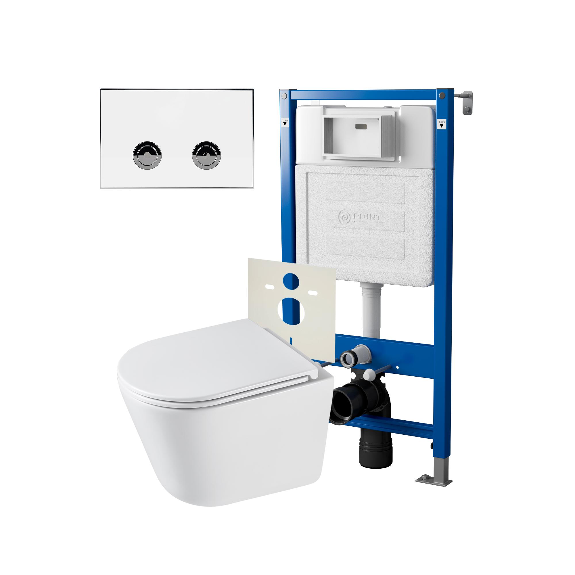 Сет: Инсталляция пневм Point Элемент П PN45121 + Клавиша бел/хром PN44071WC + Унитаз Венера PN41071