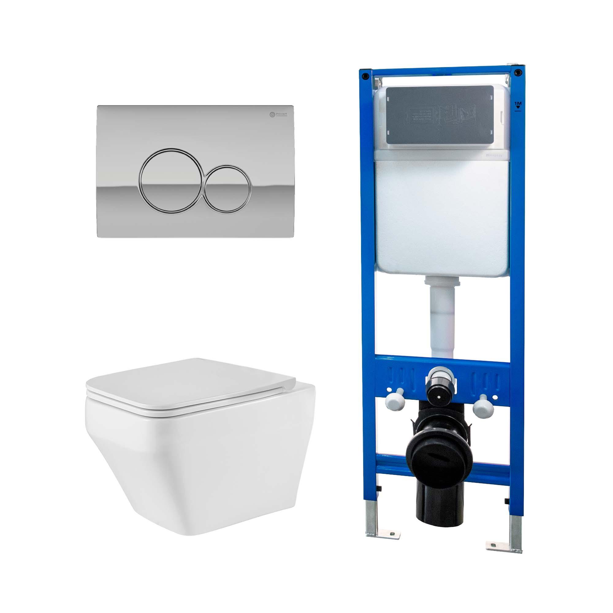 Сет: Инсталляция Point Элемент PN45124 + Клавиша Виктория, хром, PN44061C + Унитаз Аврора PN41101