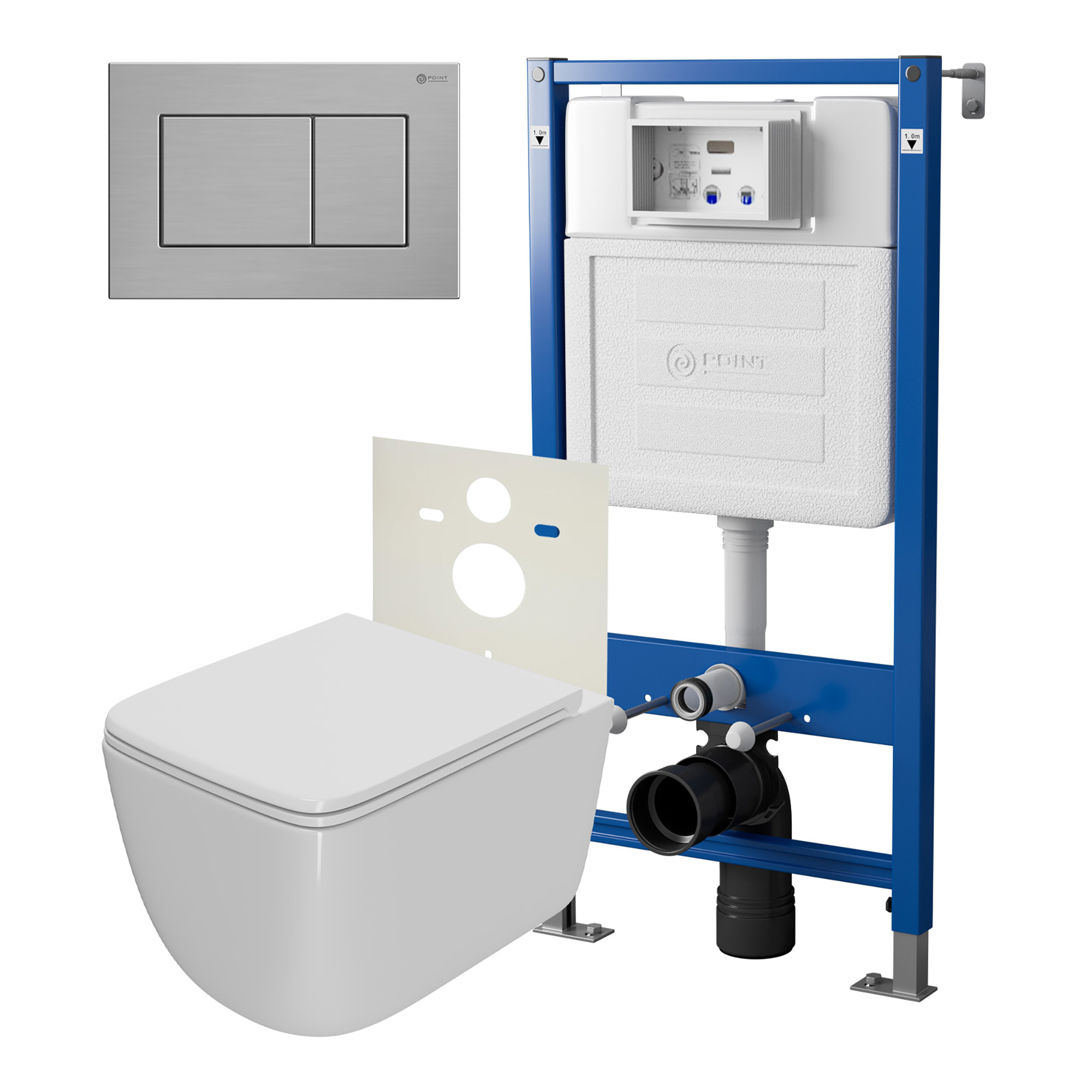 Нов.арт PN48373SB (45122 вместо 45120)+ Клавиша нерж сталь PN44081SB +Унитаз Меркурий белый PN41831