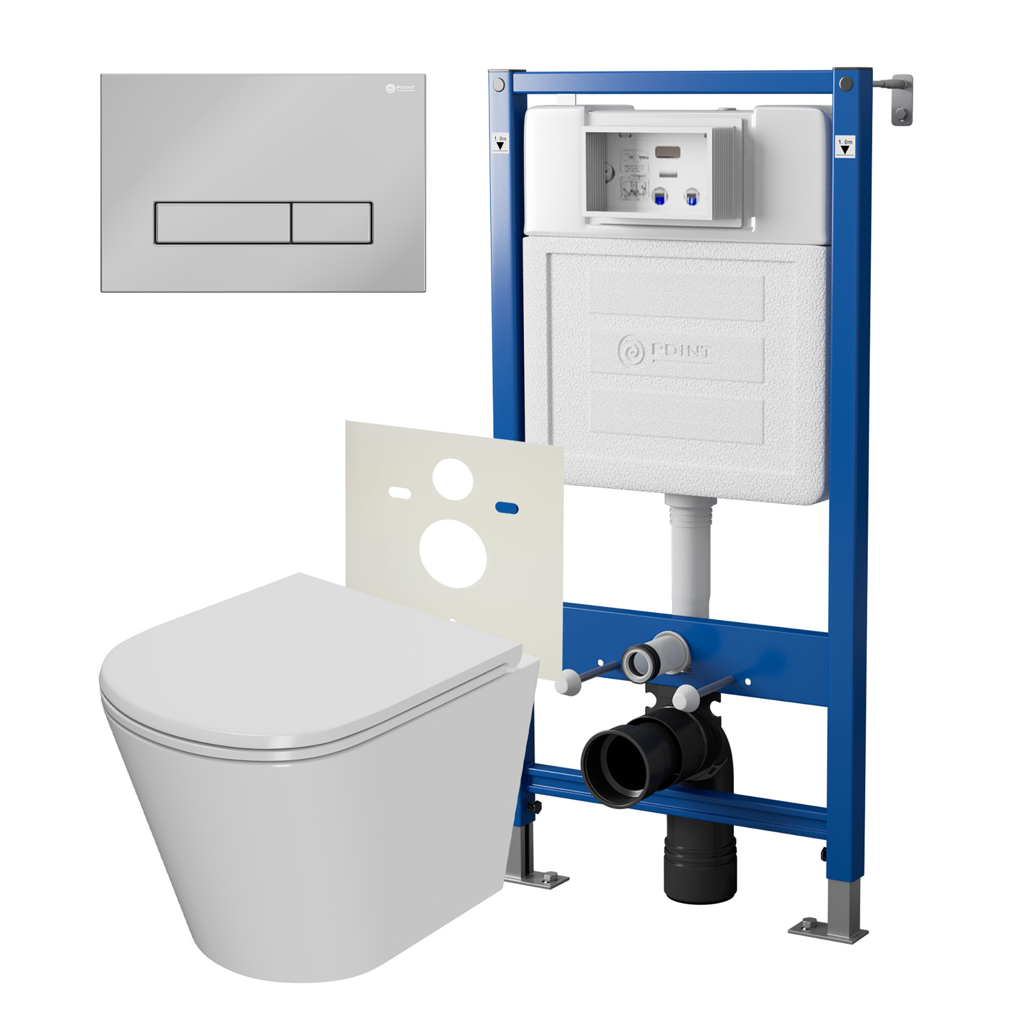 Нов.арт PN48350C (45122 вместо 45120)+ Клавиша Меркурий, хром, PN44831C + Унитаз Виктория PN41061