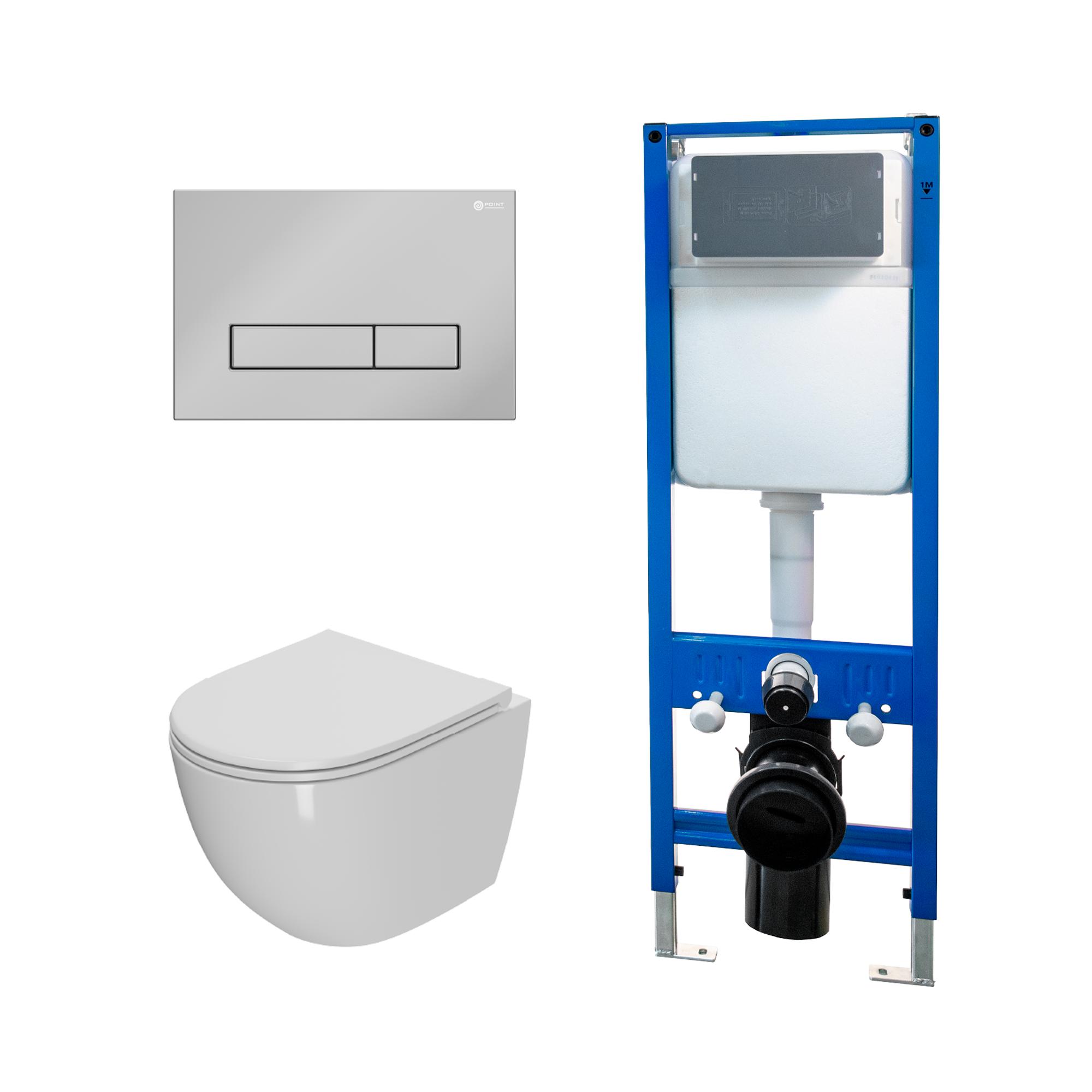 Сет: Инсталляция Point Элемент PN45124 + Клавиша Меркурий, хром, PN44831C + Унитаз Афина PN41041