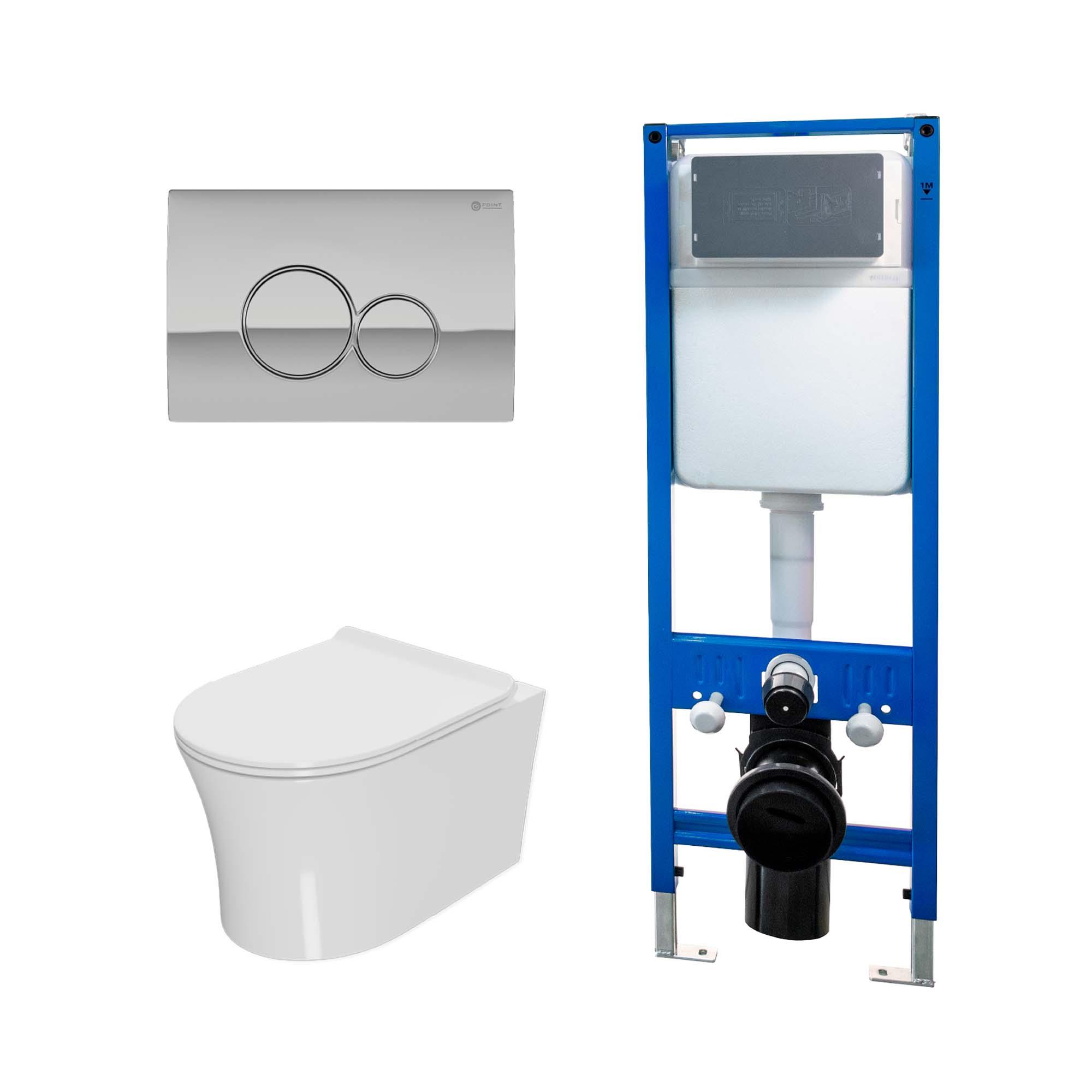 Сет: Инсталляция Point Элемент PN45124 + Клавиша Виктория, хром, PN44061C + Унитаз Вега PN41711