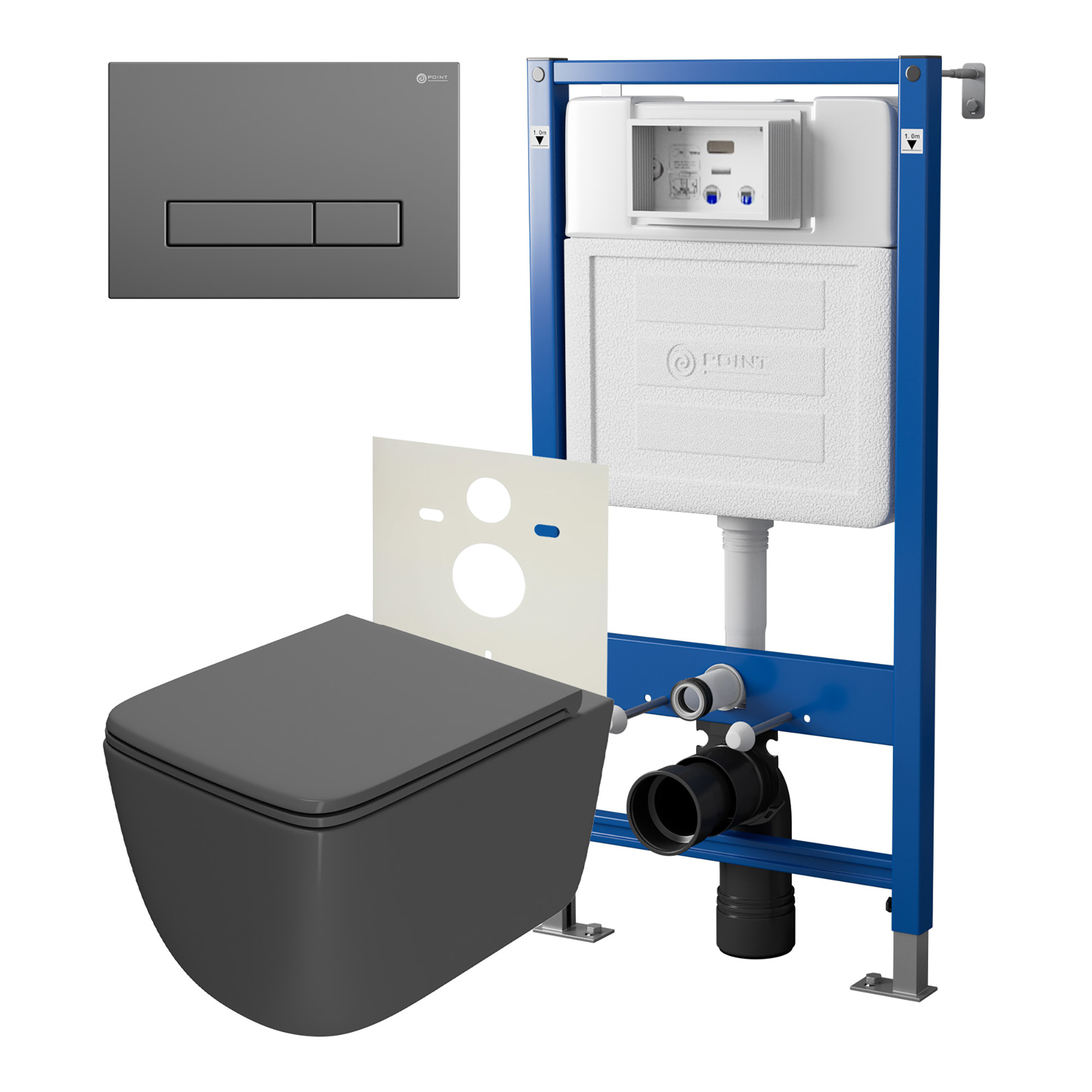 Нов.арт PN48382GM (45122 вместо 45120)+ Клавиша сер мат PN44831GM +Унитаз Меркурий графит PN41831GM