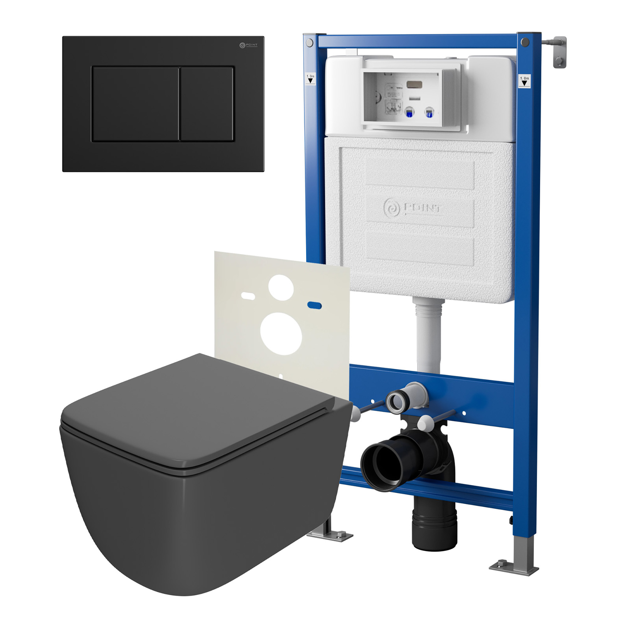 Нов.арт PN48384BM PN45120(нов.PN45122)+Клавиша чер матPN44081BM+Унитаз Меркурий графит PN41831GM