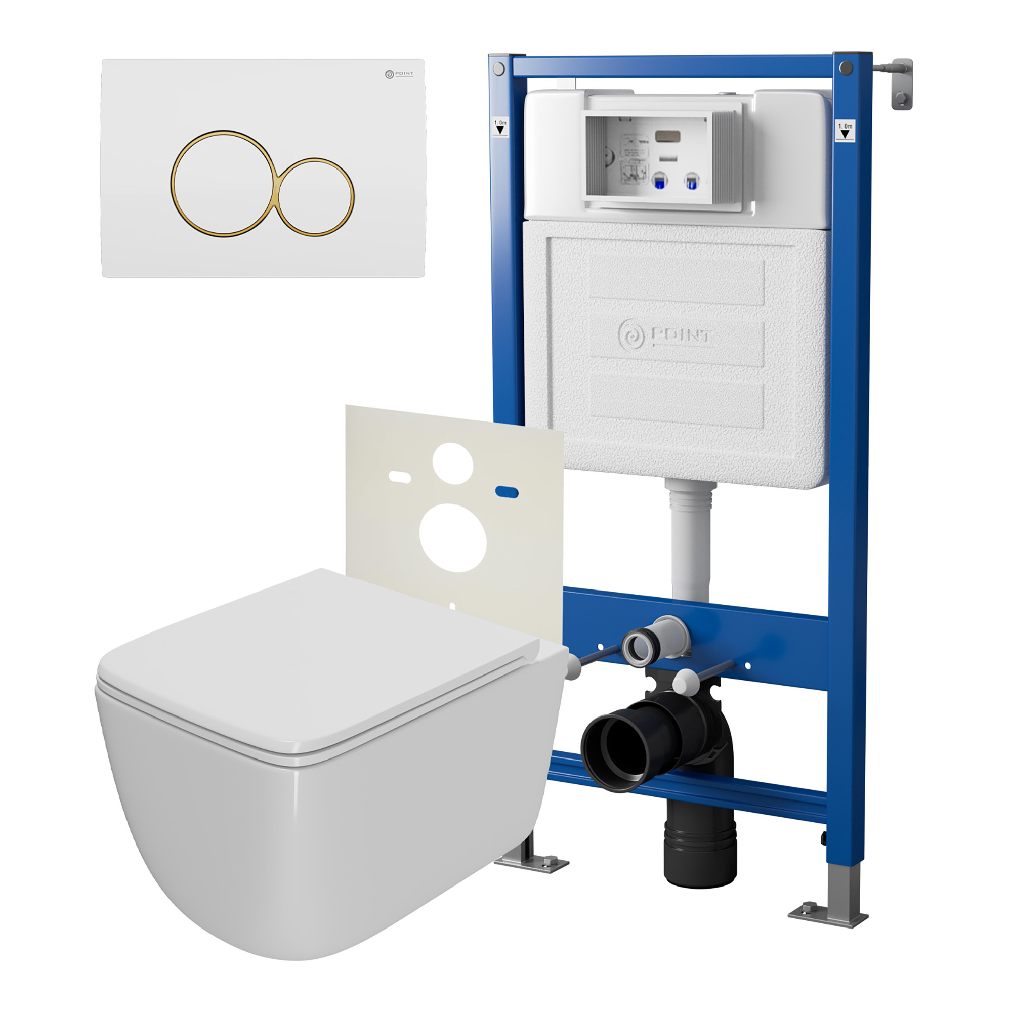 Нов.арт PN48363WG (45122 вместо 45120)+ Клавиша бел/золотоPN44061WG + Унитаз Меркурий белый PN41831